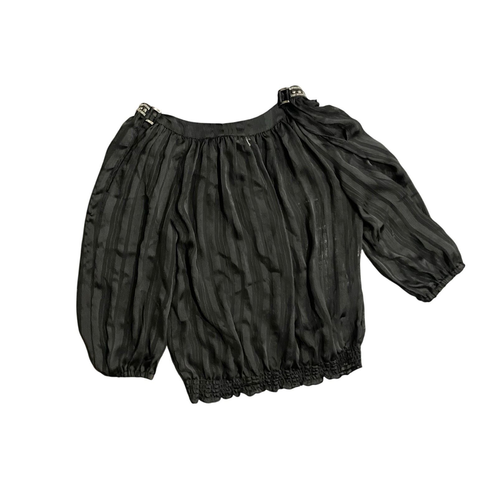Other Cache Vintage sheer blouse puff sleeves 90s studded neckline Size M / US 6-8 / IT 42-44 - 2 Thumbnail