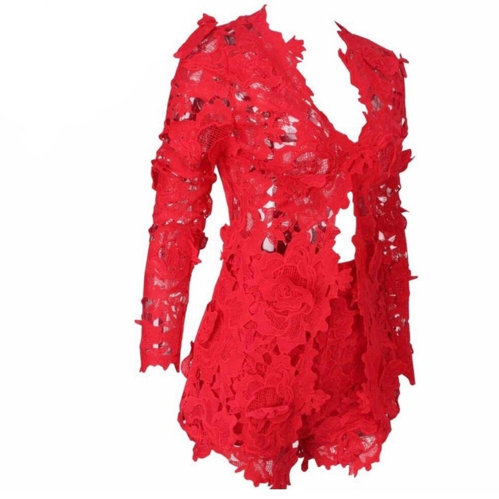 Other Vibrant Red Lace 2 piece Set size XS Size XS / US 0-2 / IT 36-38 - 3 Thumbnail