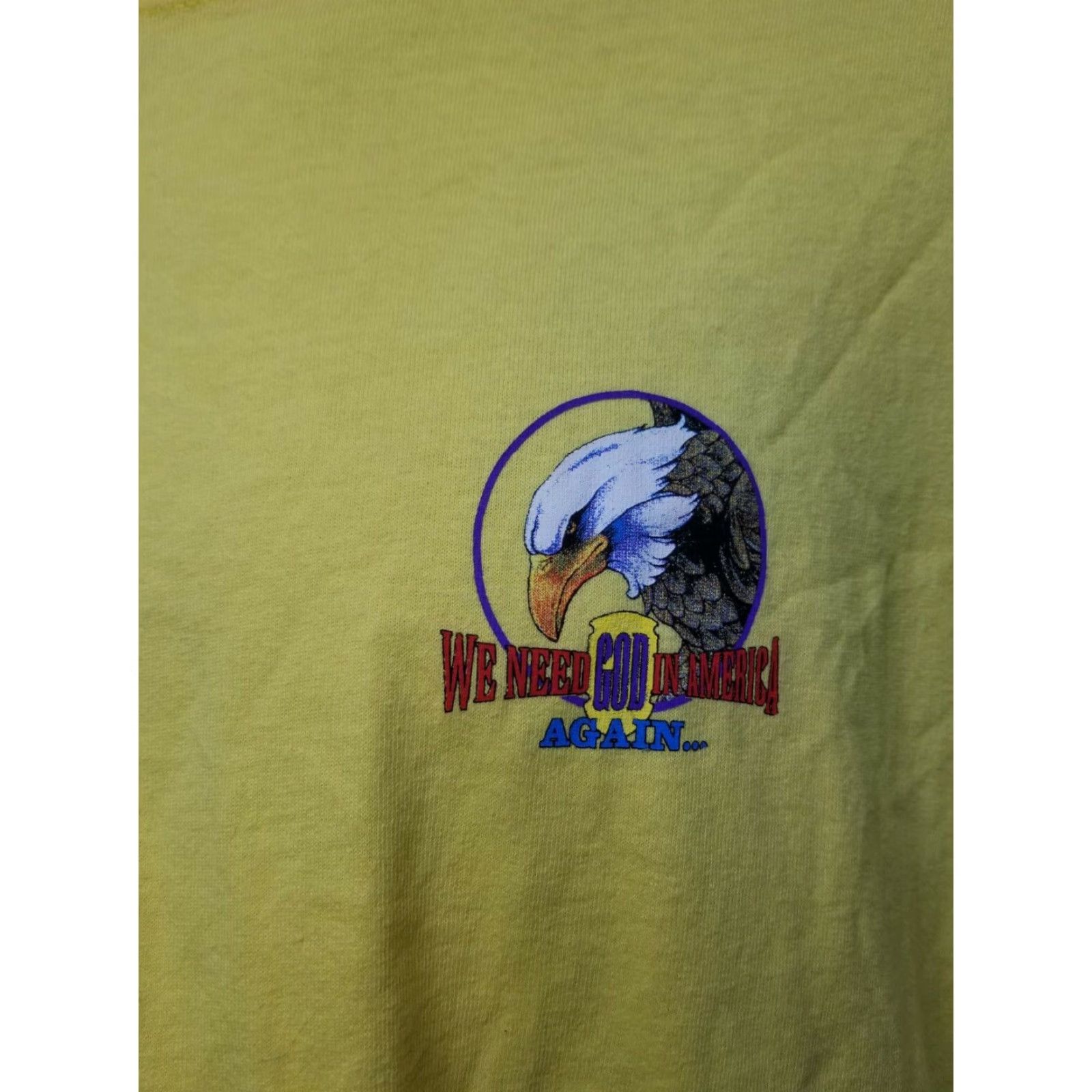 Vintage VINTAGE Mens XL We Need God In America Again Eagle T Shirt Double Sided Size US L / EU 52-54 / 3 - 3 Thumbnail