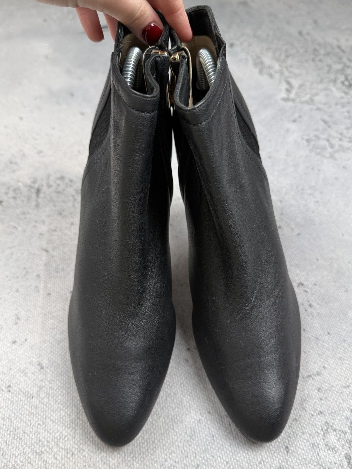 Jimmy Choo Jimmy Choo Black Leather Ankle Boots Stiletto Heels Italy Size US 7 / IT 37 - 8 Thumbnail