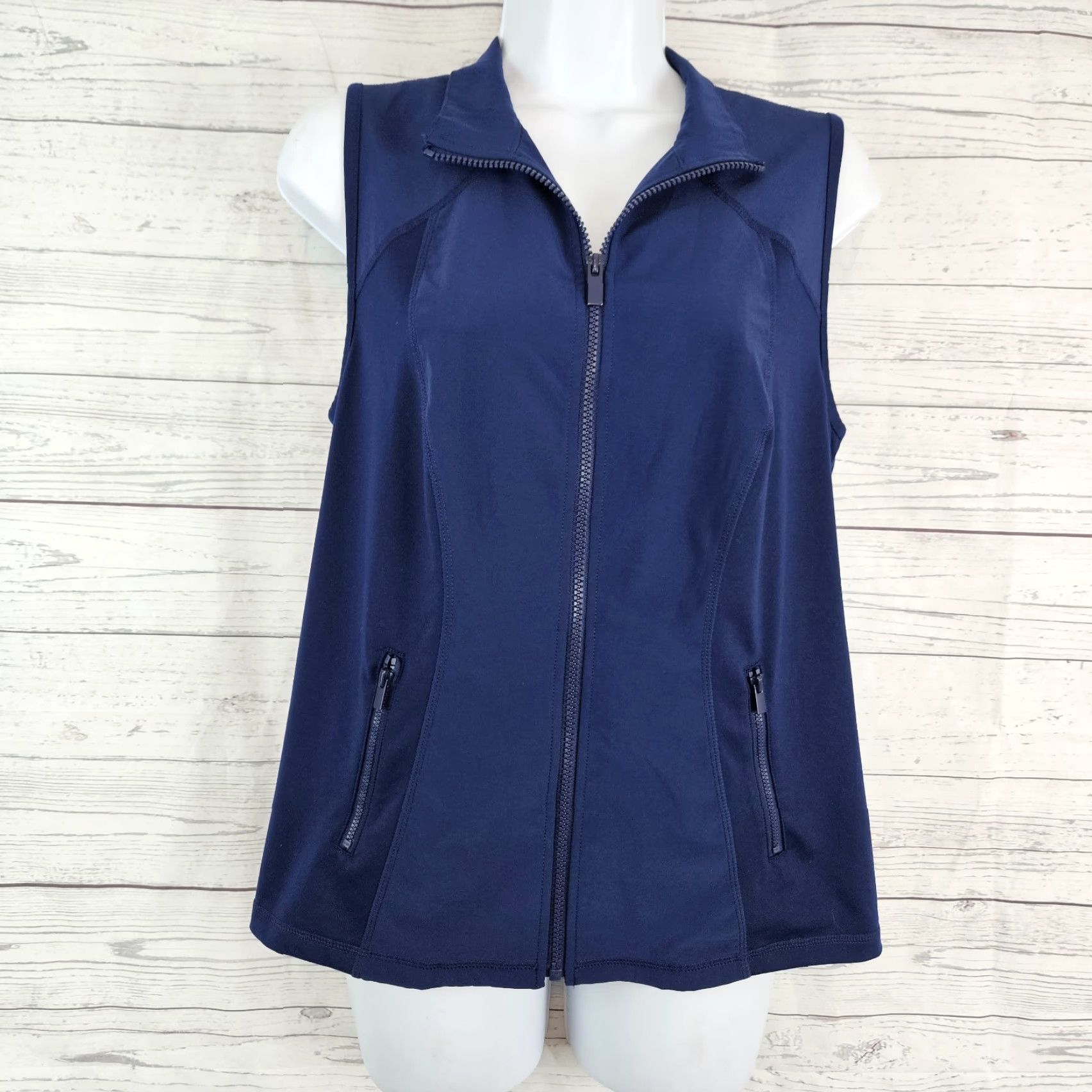 Vintage VINTAGE/CHICO'S ZENERGY Womens Vest Solid Blue Zip Pockets Size 4 0 US 4/6 Size S / US 4 / IT 40 - 2 Thumbnail