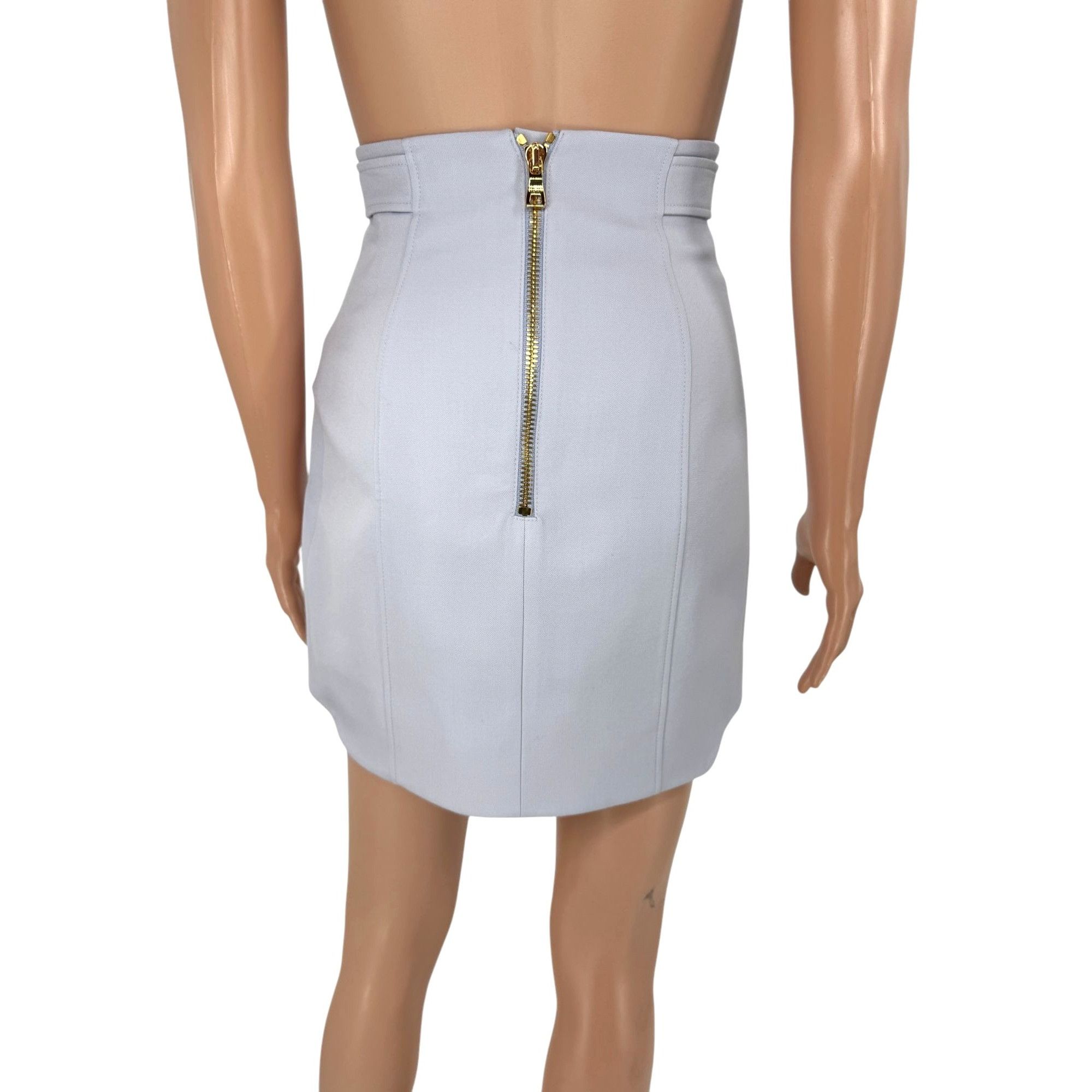 Balmain Balmain Wool Mini Skirt Lilac Gold Button FR34 NWTUS2 Size 26" / US 2 / IT 38 - 2 Thumbnail