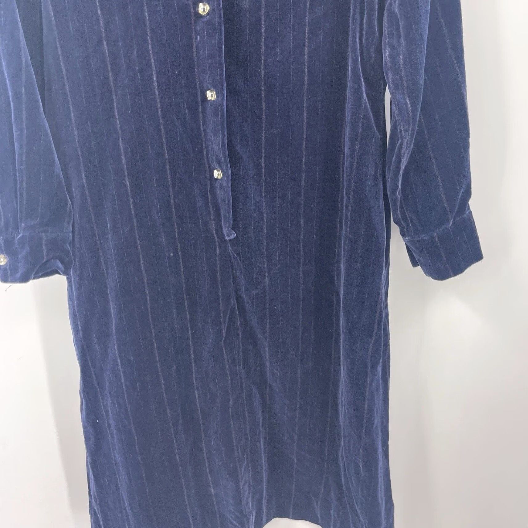 Velvet VINTAGE Kappi Dress Womens M Velvet Navy Blue Jeweled Lucite Buttons READ Dress Size M / US 6-8 / IT 42-44 - 6 Thumbnail