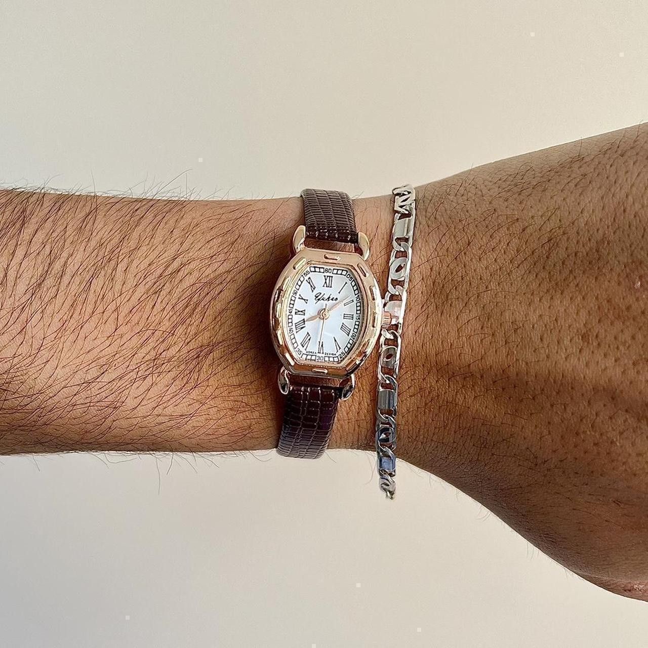 Vintage classy cute rectangle brown leather luxury watch Size ONE SIZE - 7 Thumbnail