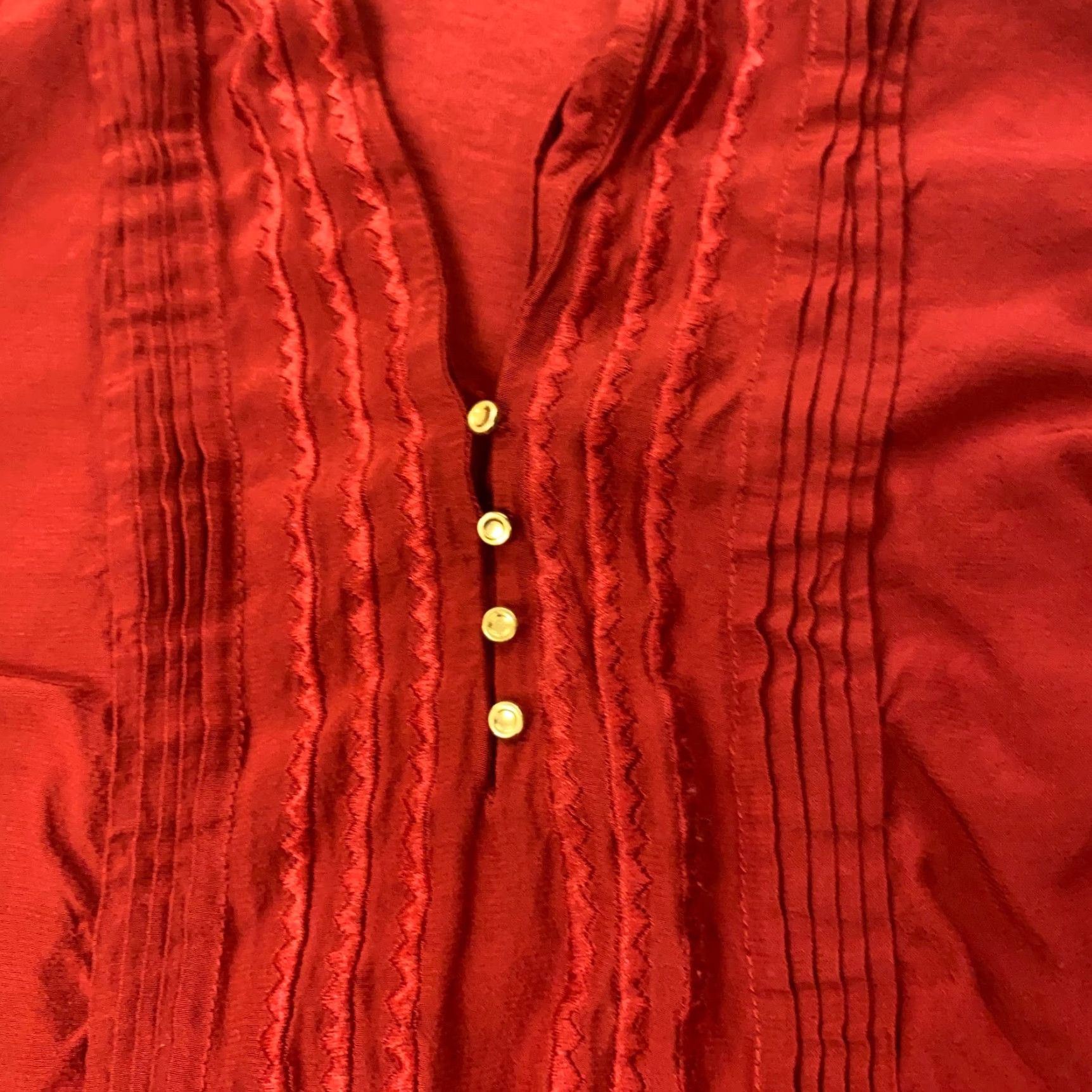 Massimo Dutti VINTAGE Massimo Dutti Womens Shirt XS Red Sleeve V-Neck Stretch Size XS / US 0-2 / IT 36-38 - 2 Thumbnail