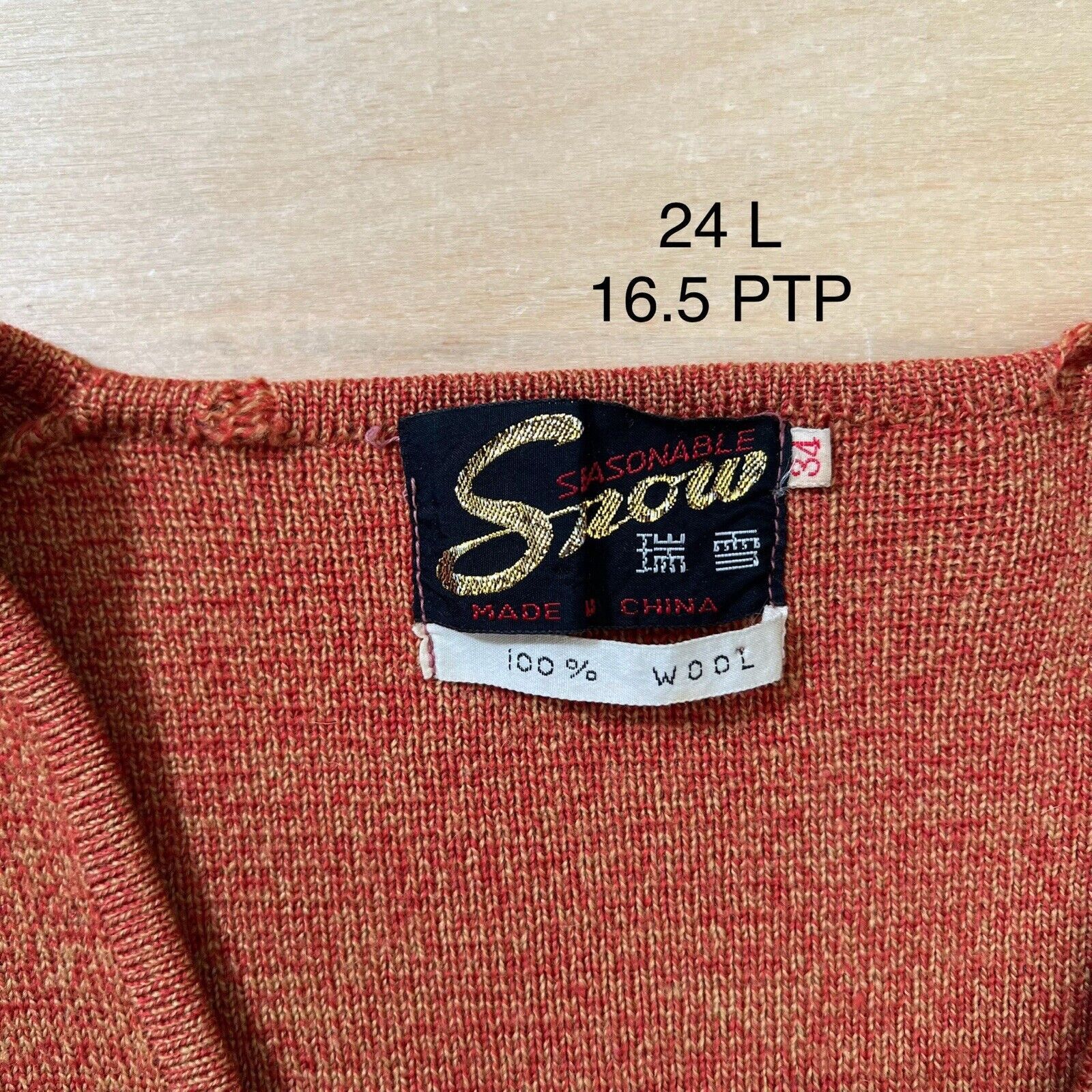 Vintage Vintage Snow Cardigan 34 Orange Wool Sweater 60s Size S / US 4 / IT 40 - 7 Thumbnail