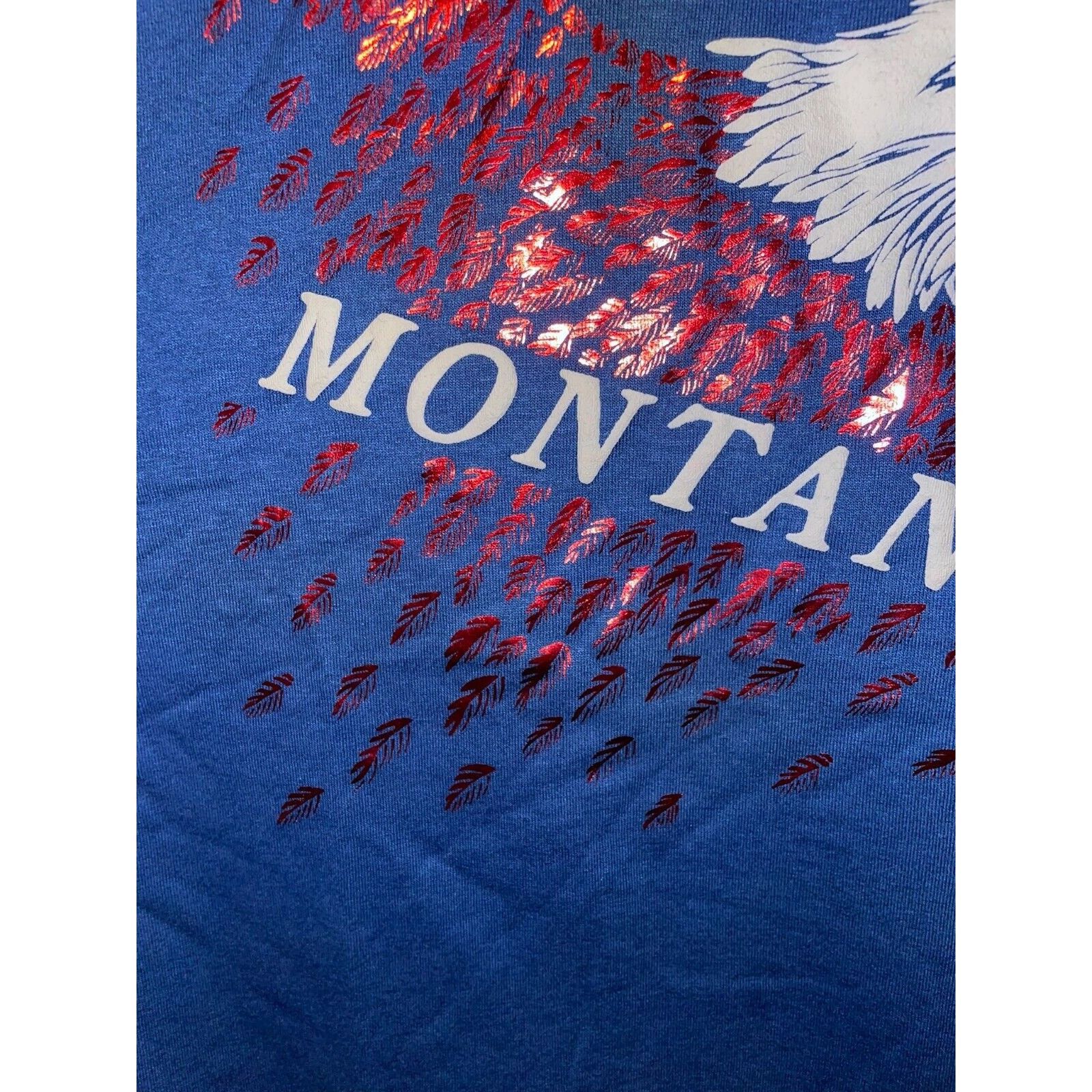 Jerzees Vintage Bald Eagle Shirt Proud American Montana Blue Tee VTG Size US L / EU 52-54 / 3 - 6 Thumbnail