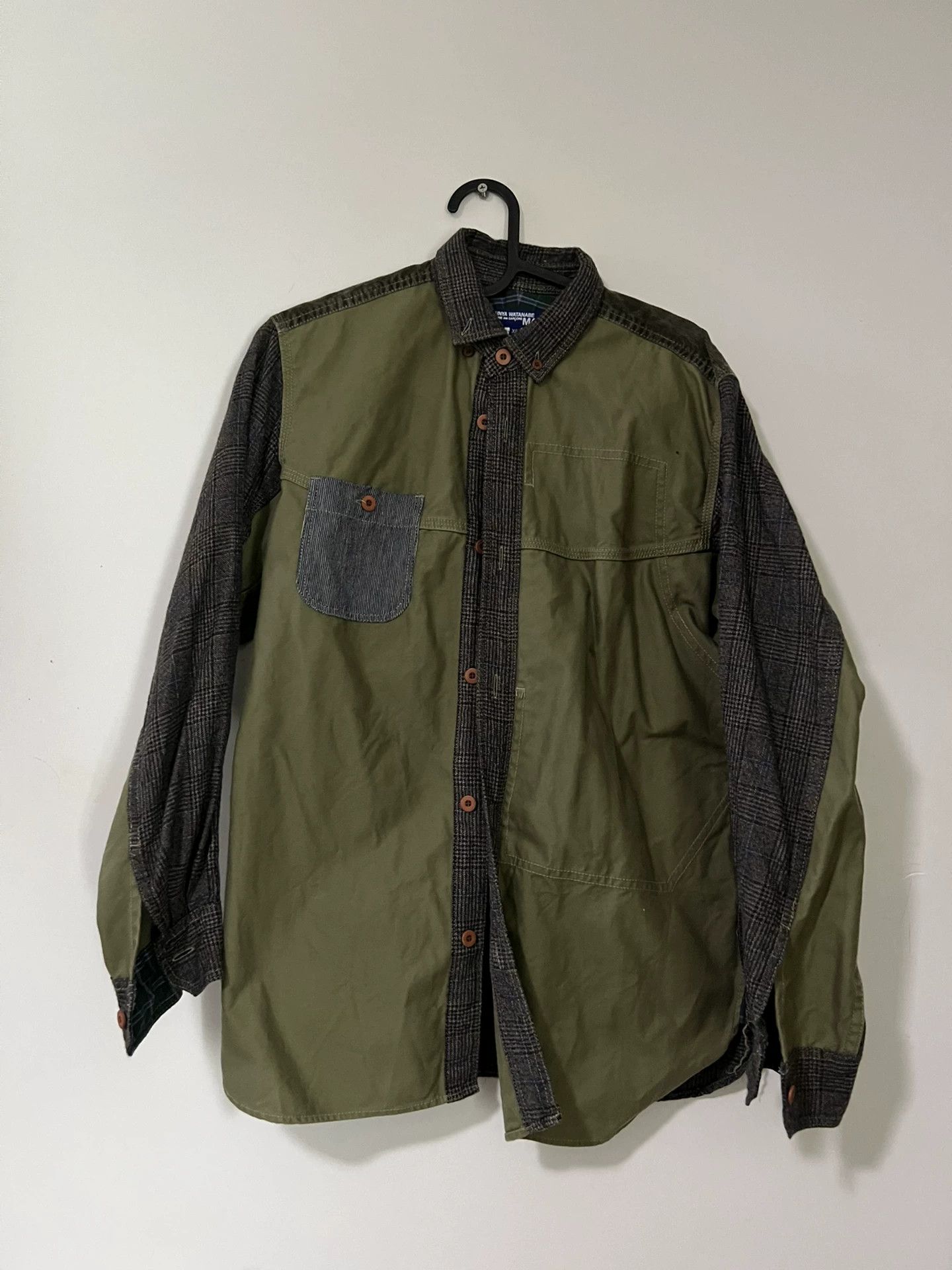 Comme Des Garcons Dark grid splicing shirt -DMC