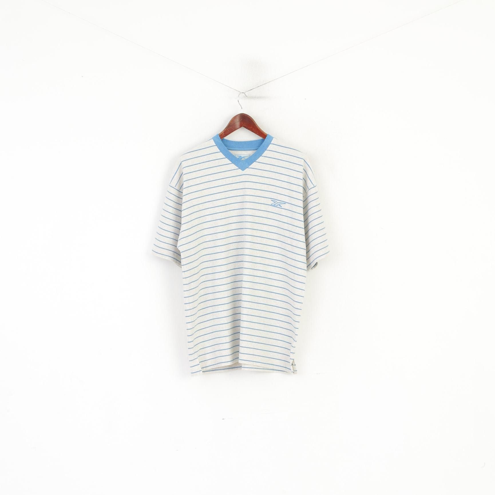 Reebok Reebok Men M Shirt Beige Blue Striped Vintage 2617 Size US M / EU 48-50 / 2 - 2 Thumbnail