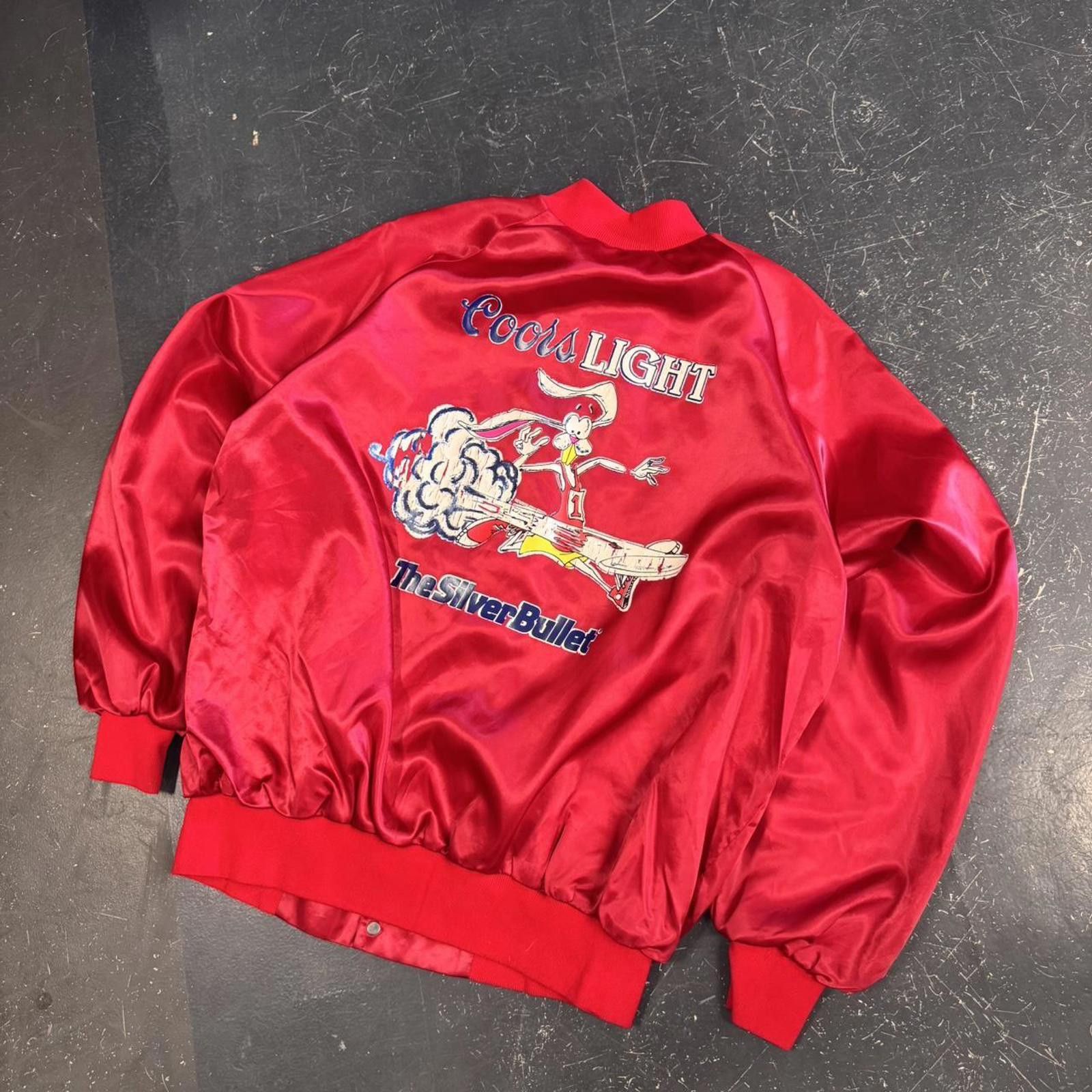 Budweiser × Vintage Vintage 80s Coors Light Silver Bullet Satin Jacket Size US XL / EU 56 / 4 - 2 Thumbnail