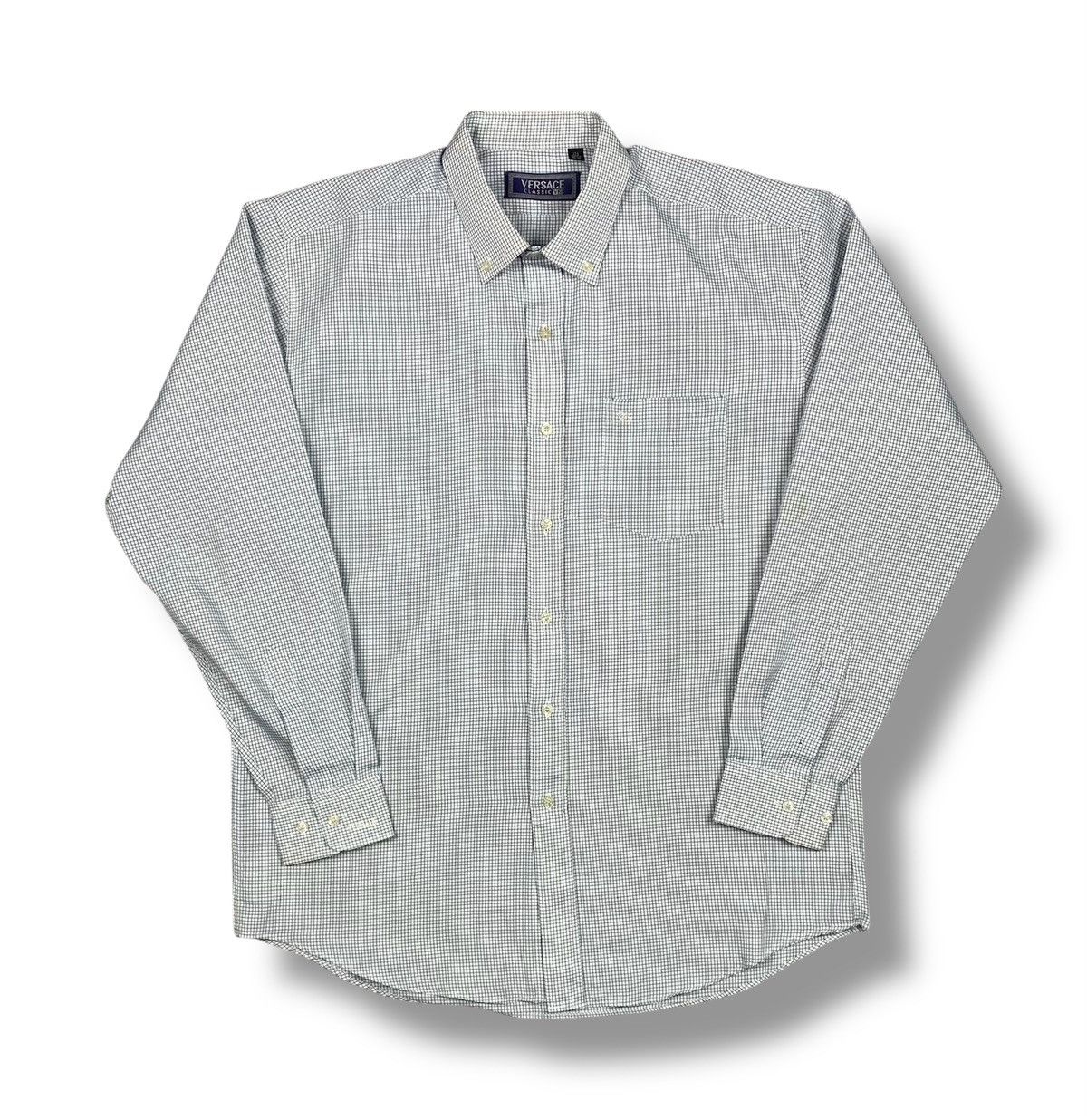 Versace Vintage Versace Classic V2 Micro Check Button Down Shirt Size US XL / EU 56 / 4 - 1 Thumbnail