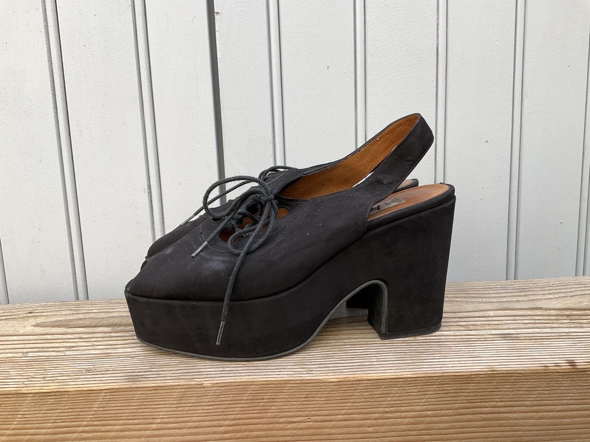 Vintage Brown leather retro-style wedge sandals by Janie Philip Size US 7 / IT 37 - 2 Thumbnail