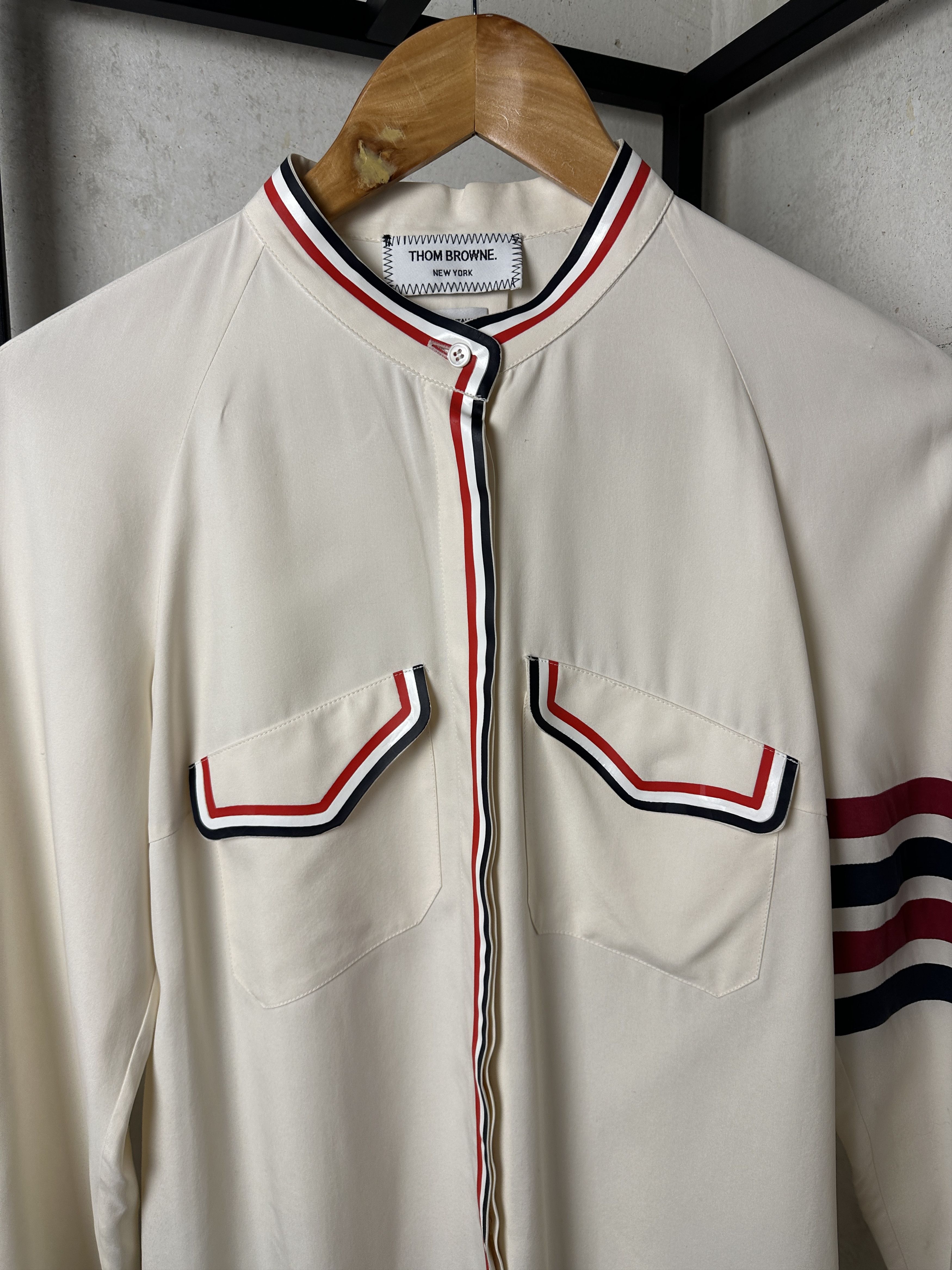 Thom Browne Thom Browne Classic Four-Bar Silk Shirt 3 Size Size S / US 4 / IT 40 - 3 Thumbnail