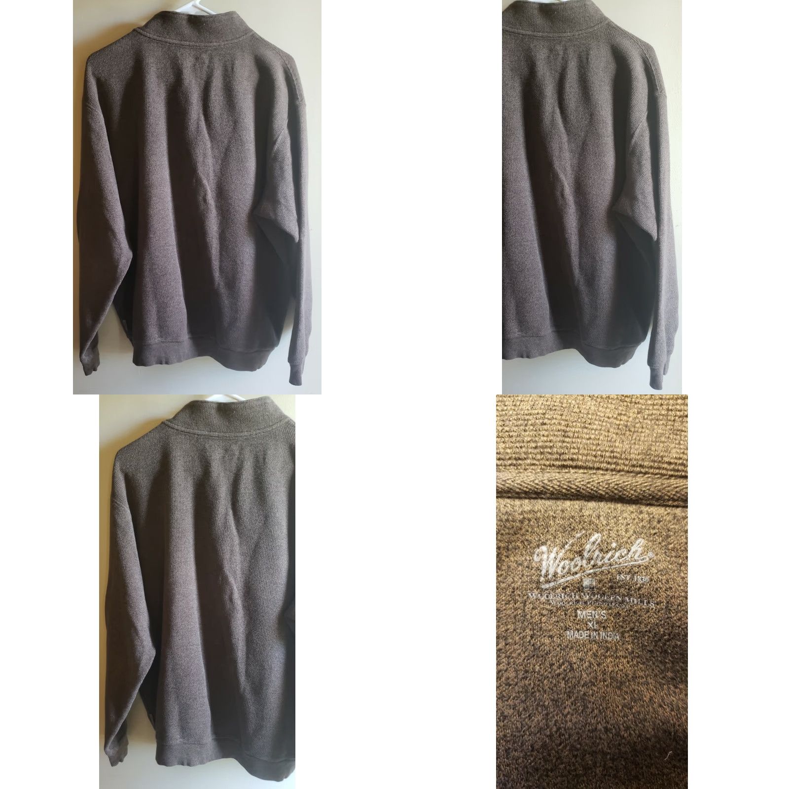 Vintage Woolrich Sweater 1/4 Zip Long Sleeve Cotton Leather Pull XL Boys? Size US XL / EU 56 / 4 - 8 Thumbnail
