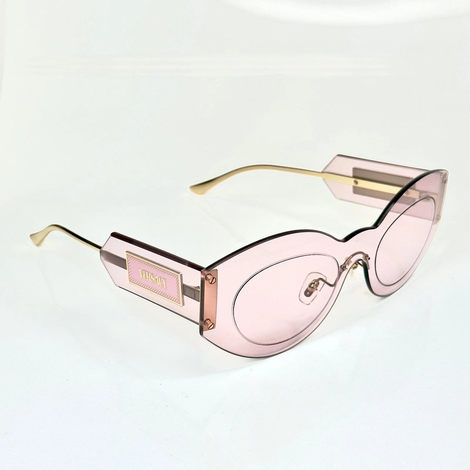 Versace VERSACE VE2276 DAMIER PLAQUE 2276 Pink Unisex Mask Sunglass Size ONE SIZE - 9 Thumbnail