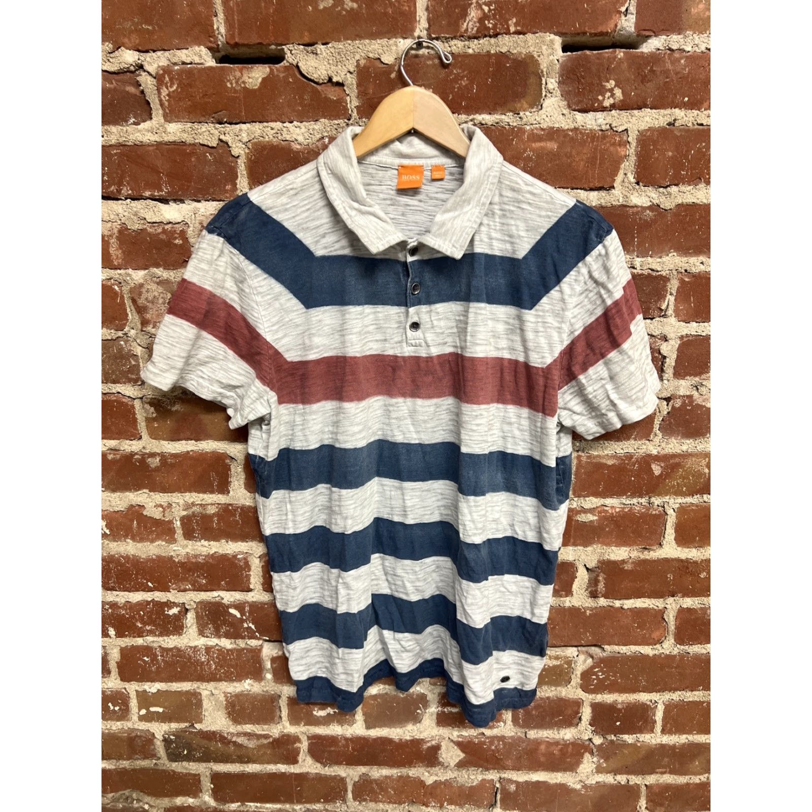 Hugo Boss HUGO BOSS Polo Mens Short Sleeve Striped Blue Red Size L Size US L / EU 52-54 / 3 - 2 Thumbnail