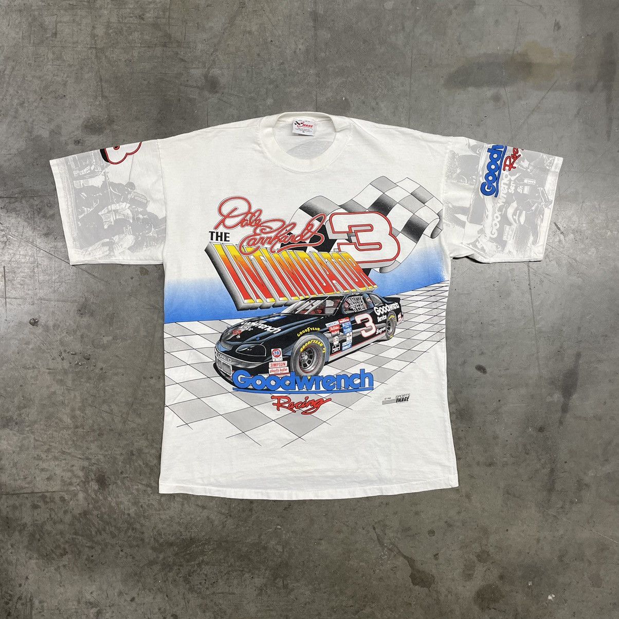 image of Chase Authentics x Nascar Vintage Dale Earnhardt Nascar Aop 90's in White, Men's (Size XL)