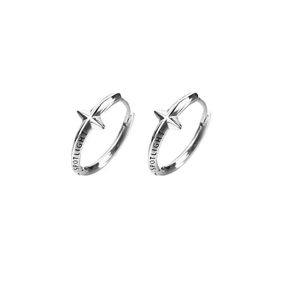 Jewelry × Vintage Unisex Stainless Steel Simple Small Cross Star Earrings Size ONE SIZE - 5 Thumbnail
