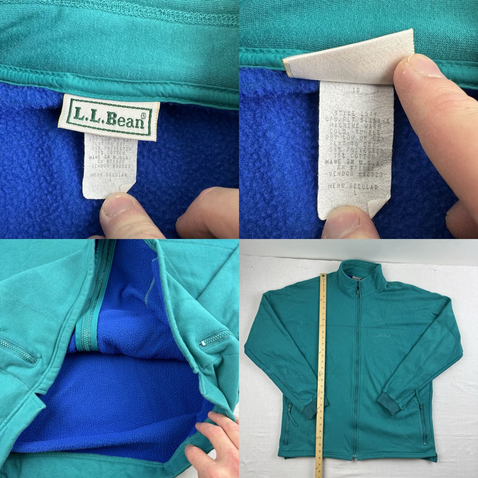 Vintage Vintage LL Bean Jacket Sweatshirt Adult Large Teal Quarter Zip Pullover 90s USA Size US L / EU 52-54 / 3 - 8 Thumbnail