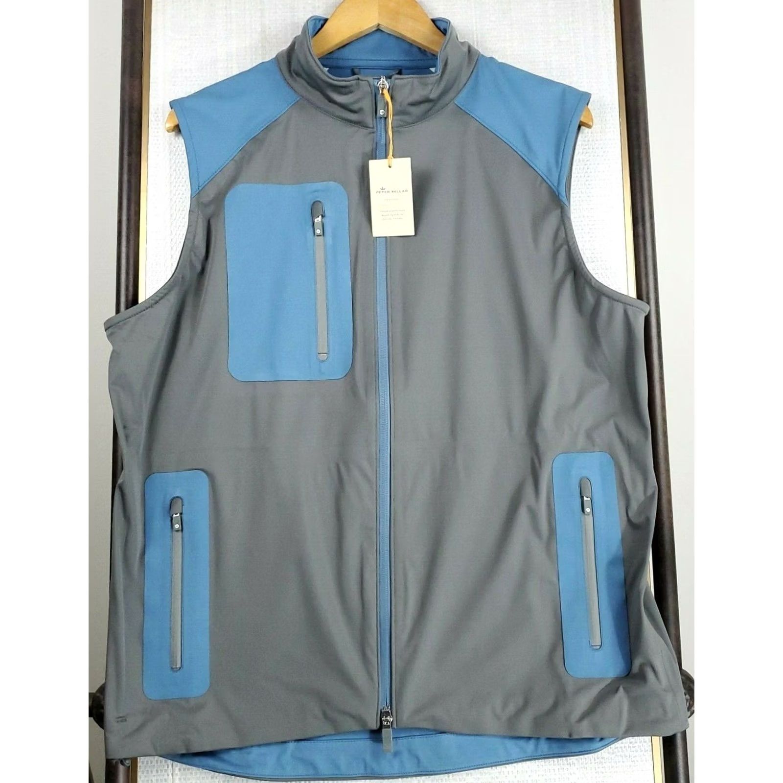 Peter Millar PETER MILLAR Full Zip Vest Mens Size Large Gray/Blue Windproof Golf NWT 65 Size US L / EU 52-54 / 3 - 2 Thumbnail