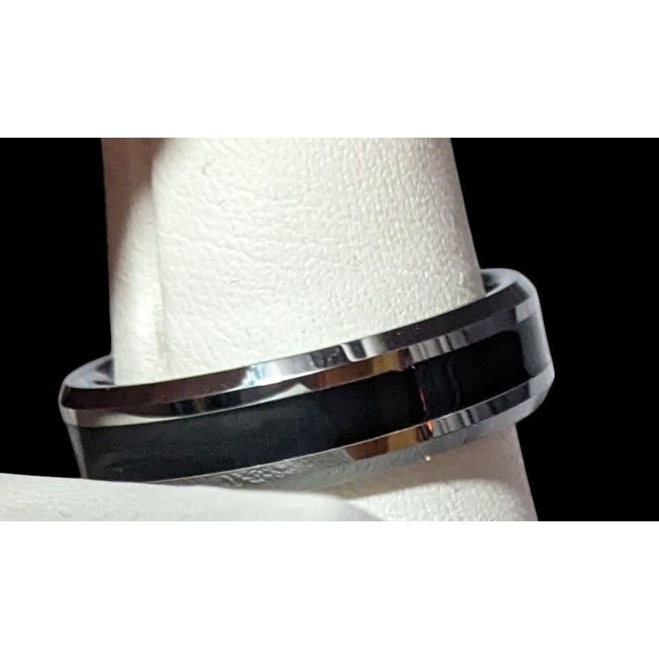 Other JFSG Tungsten Carbide Black And Silver Men's Wedding Ring 7m Size ONE SIZE - 8 Thumbnail