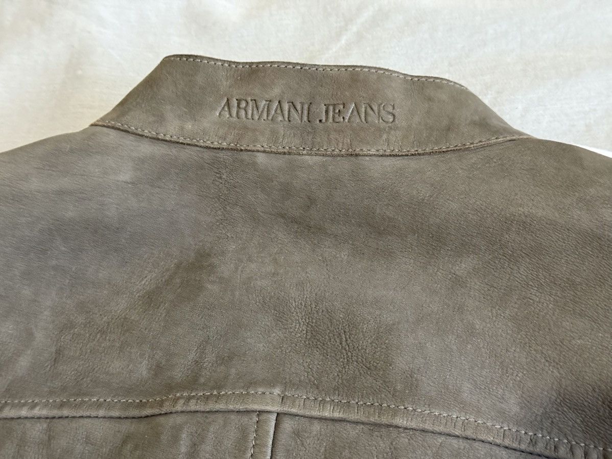 Armani Armani Jeans Leather Bomber Jacket Grey Small Size US S / EU 44-46 / 1 - 9 Thumbnail