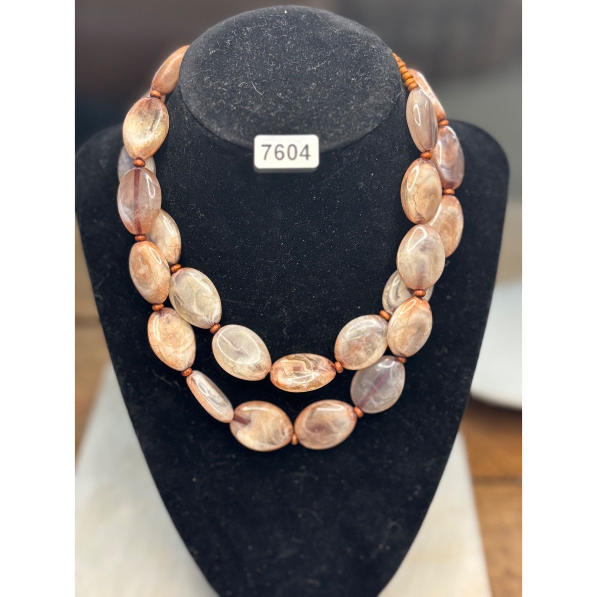 Other Vintage Double Strand Agate Bead Necklace With Adjustable Ch Size ONE SIZE - 7 Thumbnail