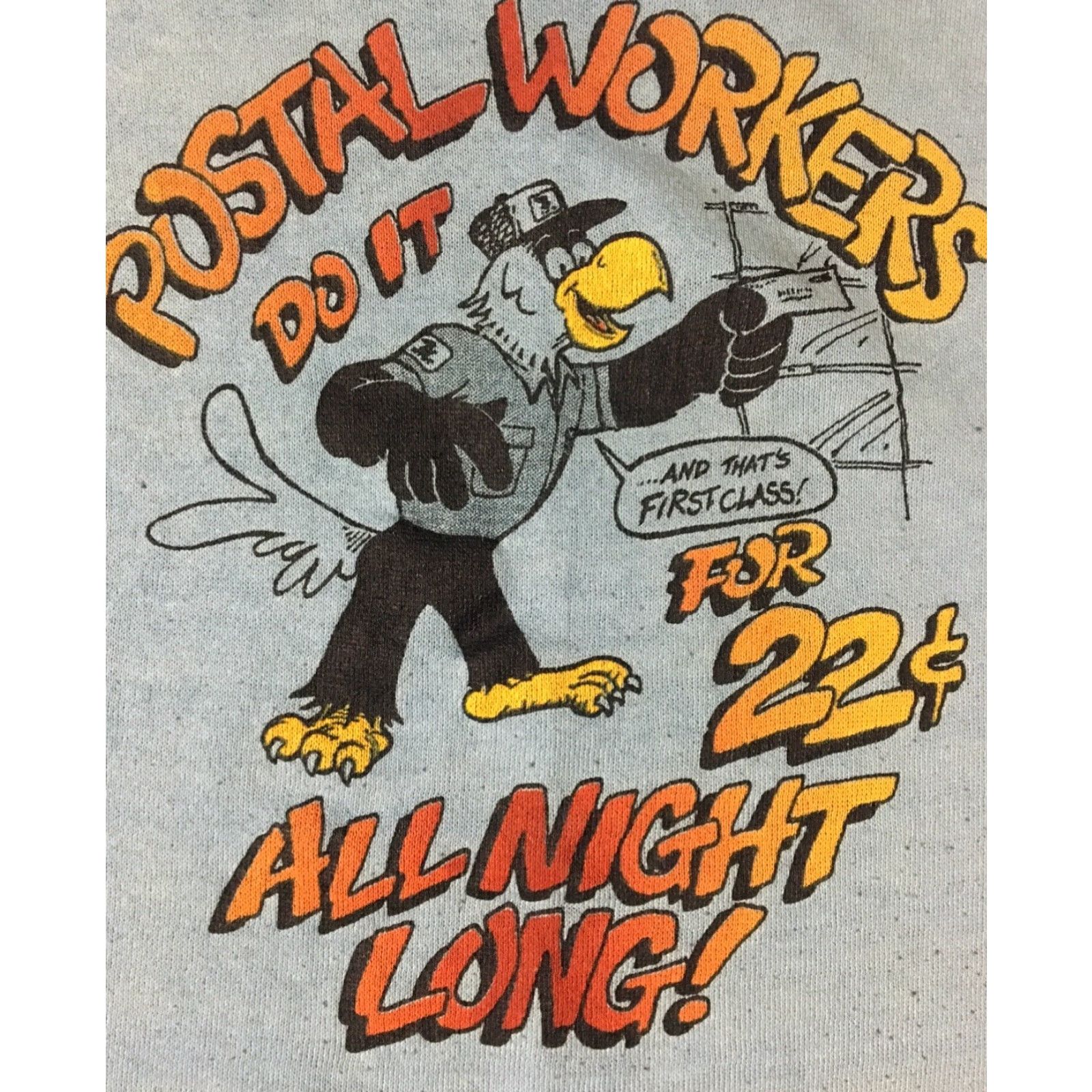 Vintage Vtg 80s USPS Postal Workers Do It All Night Faded Sweatshirt L XL US Mail Grunge Size US L / EU 52-54 / 3 - 2 Thumbnail
