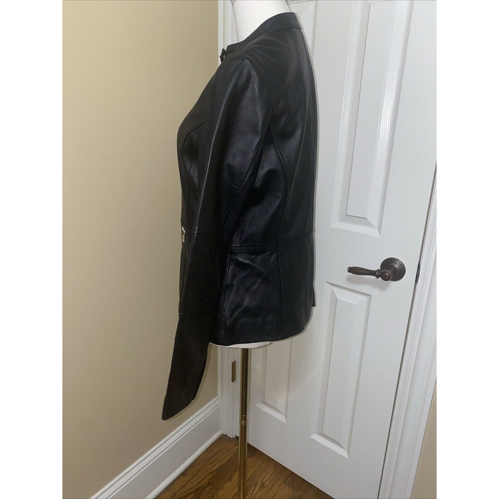 Karl Lagerfeld KARL LAGERFELD Jacket Womens Black Lambskin Leather Small Size S / US 4 / IT 40 - 5 Thumbnail