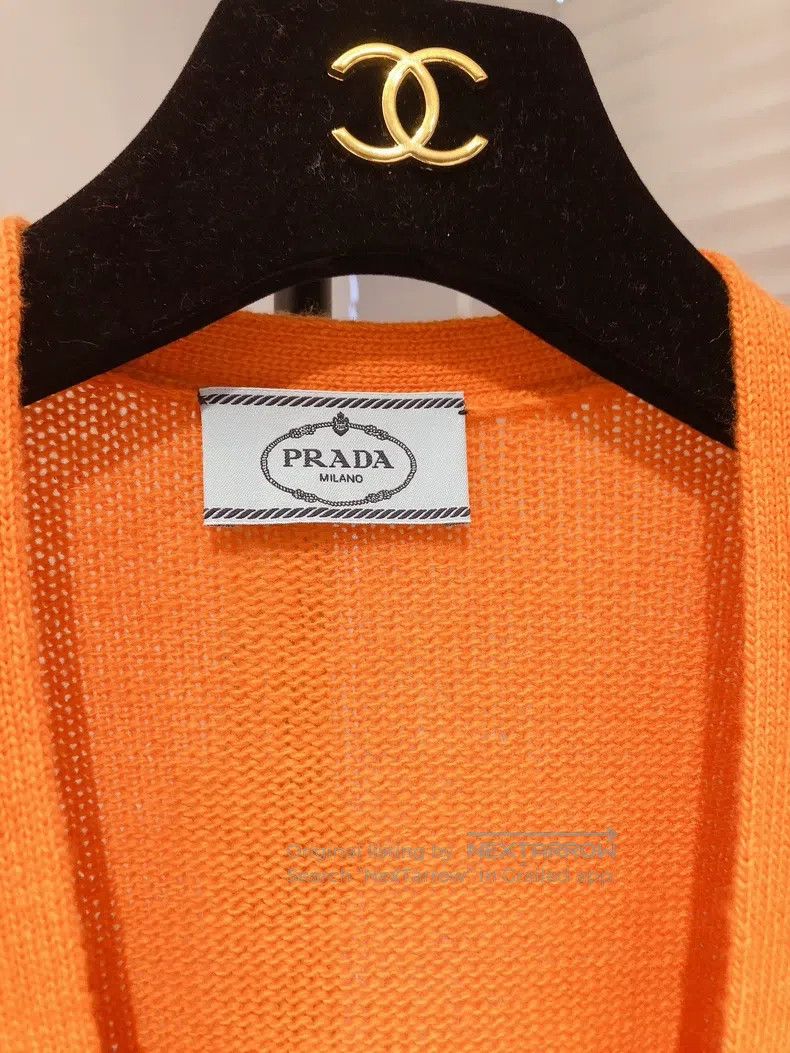 Prada Prada Orange V-neck wool cardigan coat Size XS / US 0-2 / IT 36-38 - 7 Thumbnail