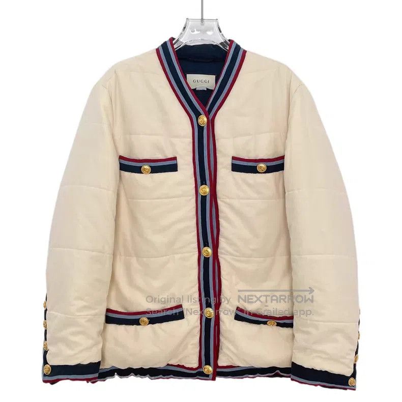 Gucci Gucci Beige contrast colour striped lock edge gold button Size S / US 4 / IT 40 - 1 Thumbnail
