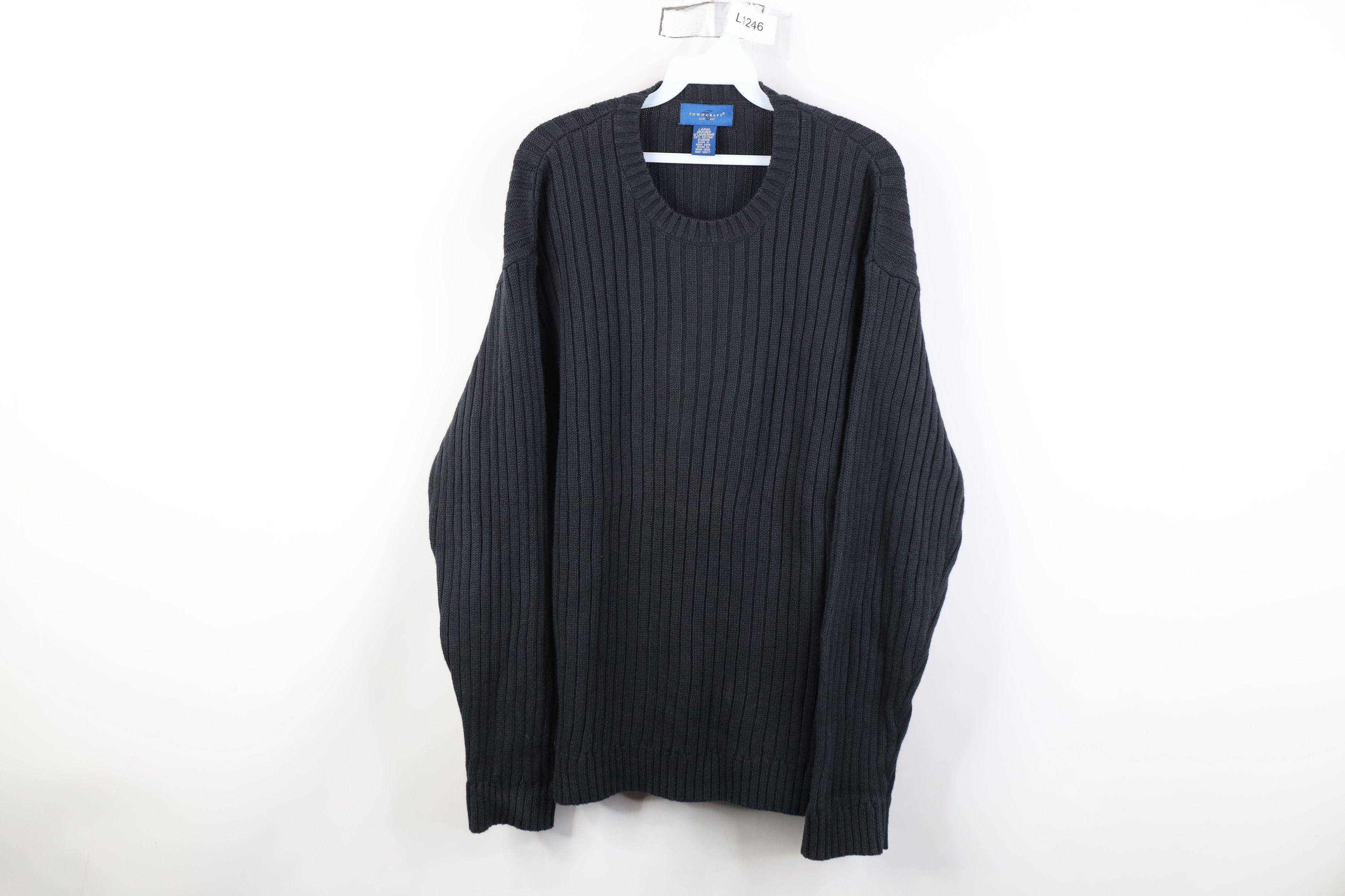 Vintage Vintage 90s Streetwear Ribbed Knit Sweater Charcoal Gray Size US L / EU 52-54 / 3 - 1 Thumbnail