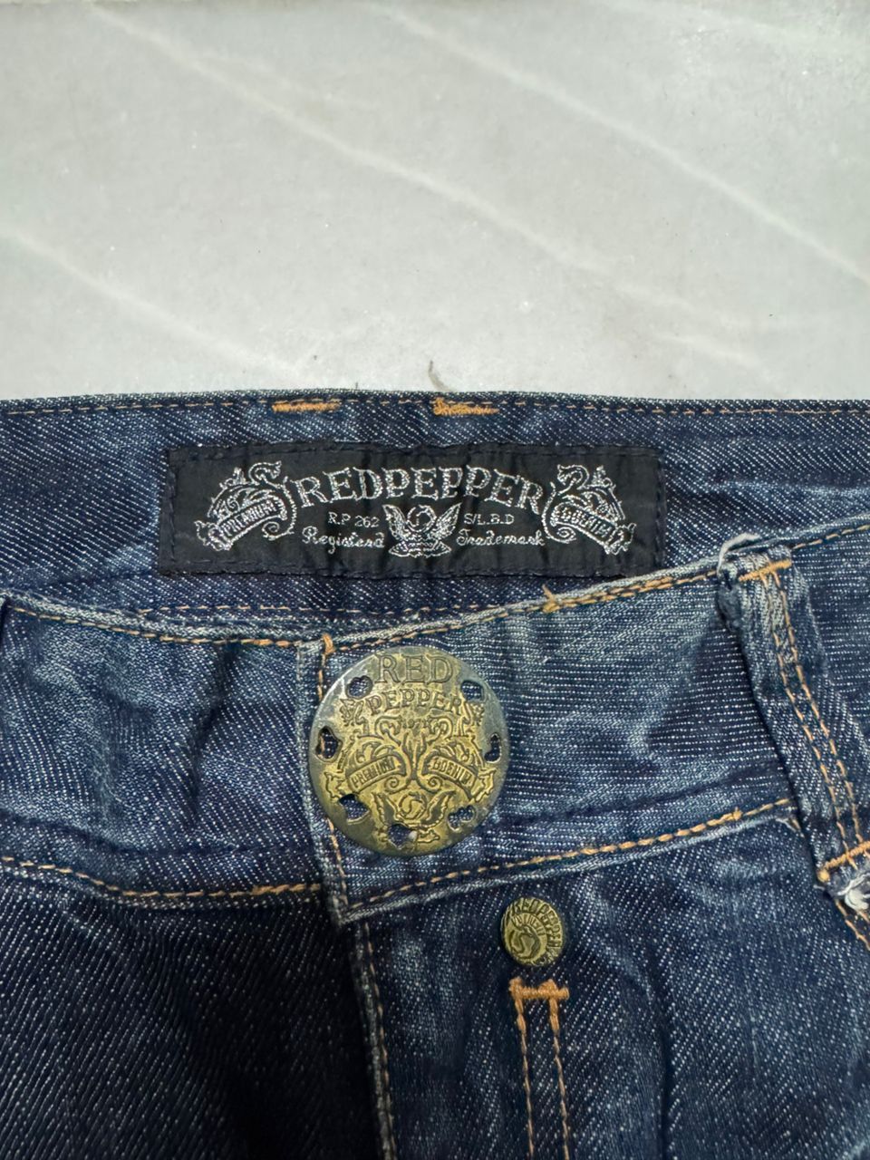Japanese Brand 💥Insane Flared Red Pepper Butterfly Embroidery Mudwash Jeans Size US 30 / EU 46 - 9 Thumbnail