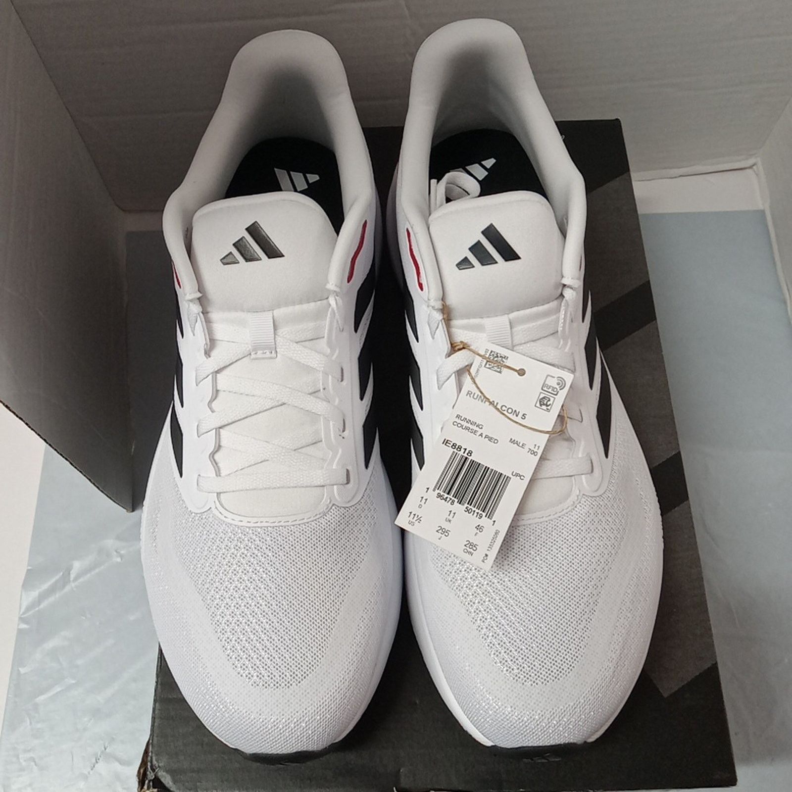 Adidas Adidas Runfalcon 5 White Black Red Running Shoes Men's 11.5 Size US 11.5 / EU 44-45 - 3 Thumbnail