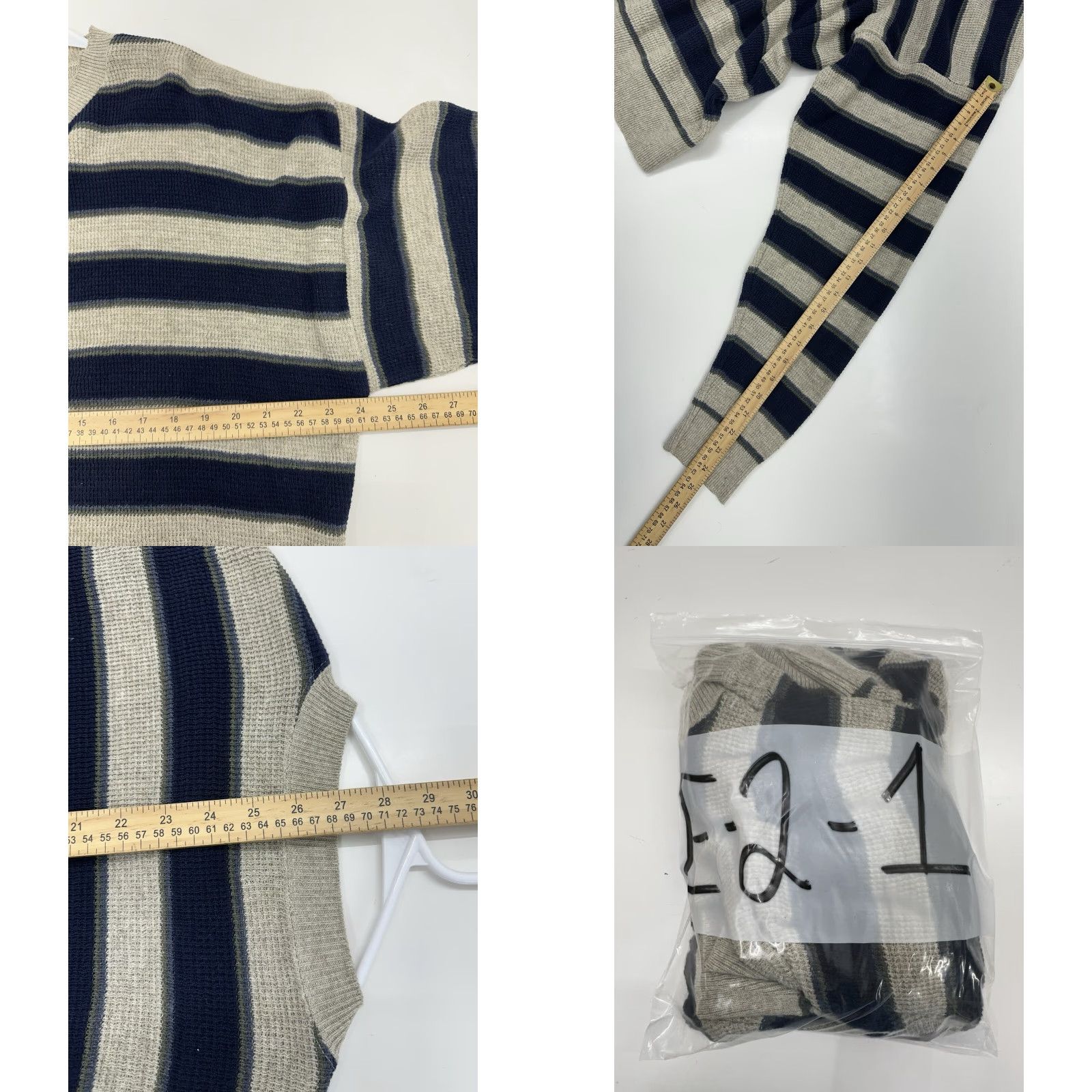 Vintage Susquehanna Trail Outfitters Mens Sweater Striped Knit Long Sleeve Large Beige Crew Neck Pullover Casual Business Travel 90s Classic Outdoor Mens Size US L / EU 52-54 / 3 - 8 Thumbnail