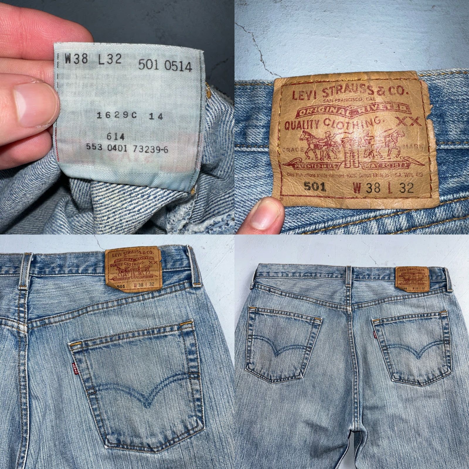 Levi's VINTAGE Levi's 501 Jeans Men Straight 90s USA Blue Light Wash 38x32 Regular 38x32 Denim Cotton Mid Rise 501 Series Size US 38 / EU 54 - 9 Thumbnail