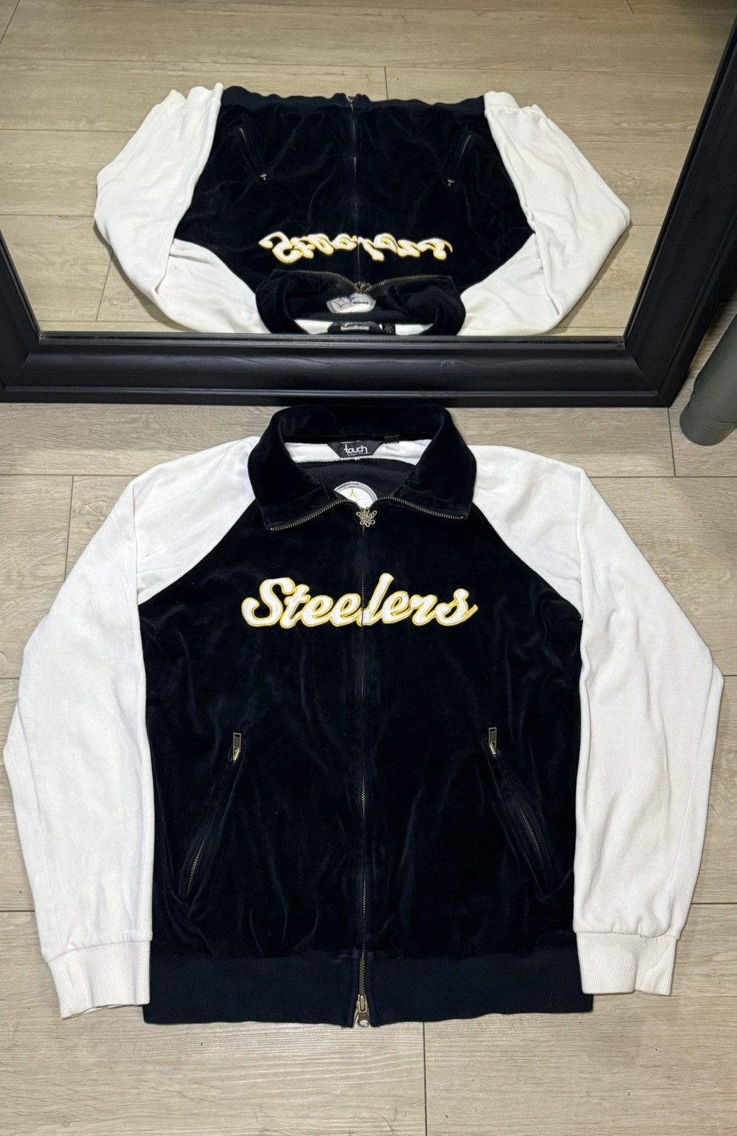 Starter Vintage 1990s Pittsburgh Steelers Velvet Embroidered Track Size L / US 10 / IT 46 - 1 Thumbnail