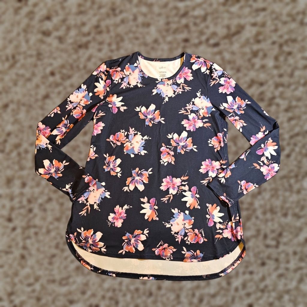 J. Jill J Jill Top Womens XS Black Floral Performance Long Sleeve Stretchy Casual Shirt Size XS / US 0-2 / IT 36-38 - 1 Thumbnail