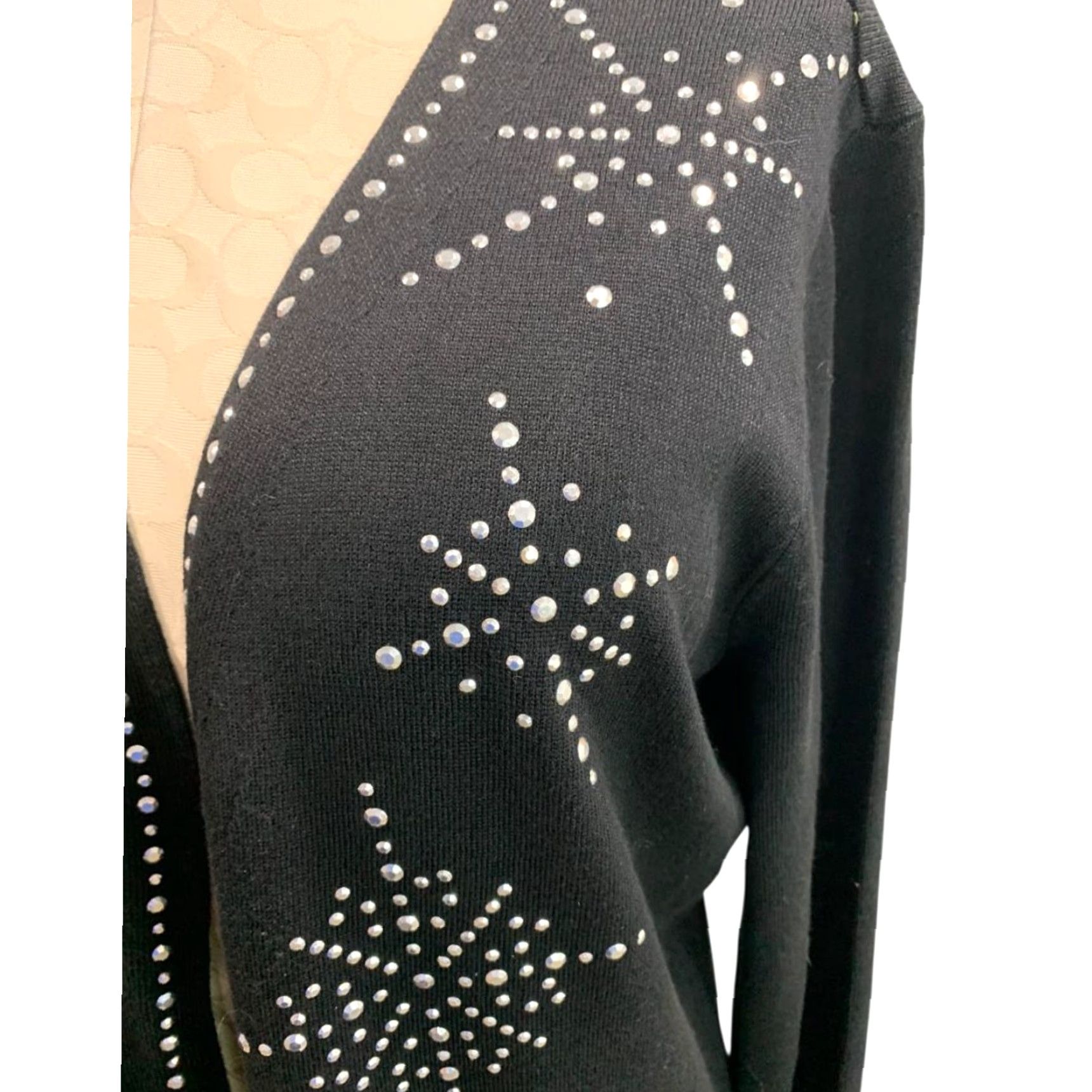 Vintage Seven Manor New Black Embellished Cardigan Sweater XL Holiday Womens Size XL / US 12-14 / IT 48-50 - 3 Thumbnail