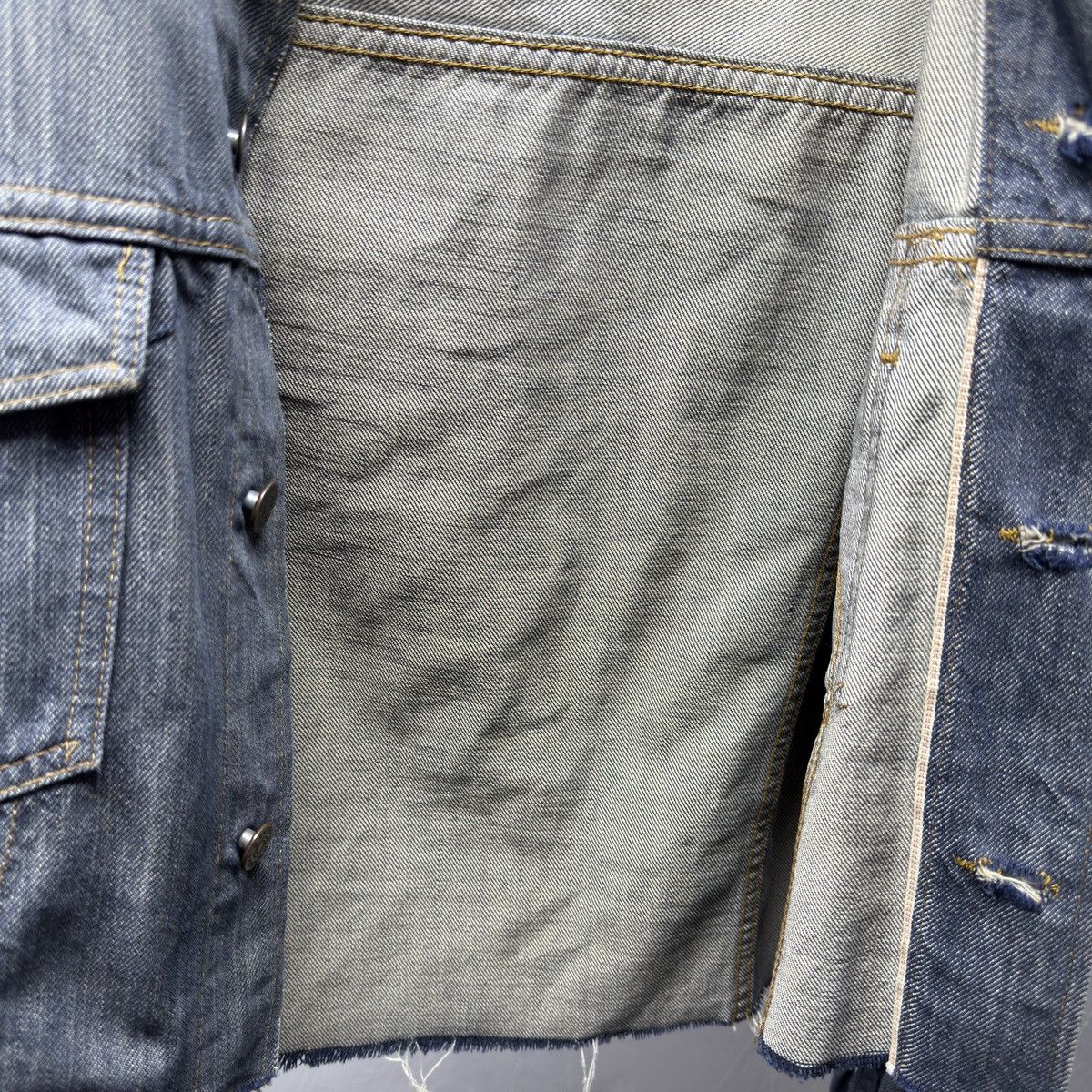 Vintage Thrashed Distressed Selvedge Denim Trucker Jacket ERD Grunge Size US M / EU 48-50 / 2 - 3 Thumbnail