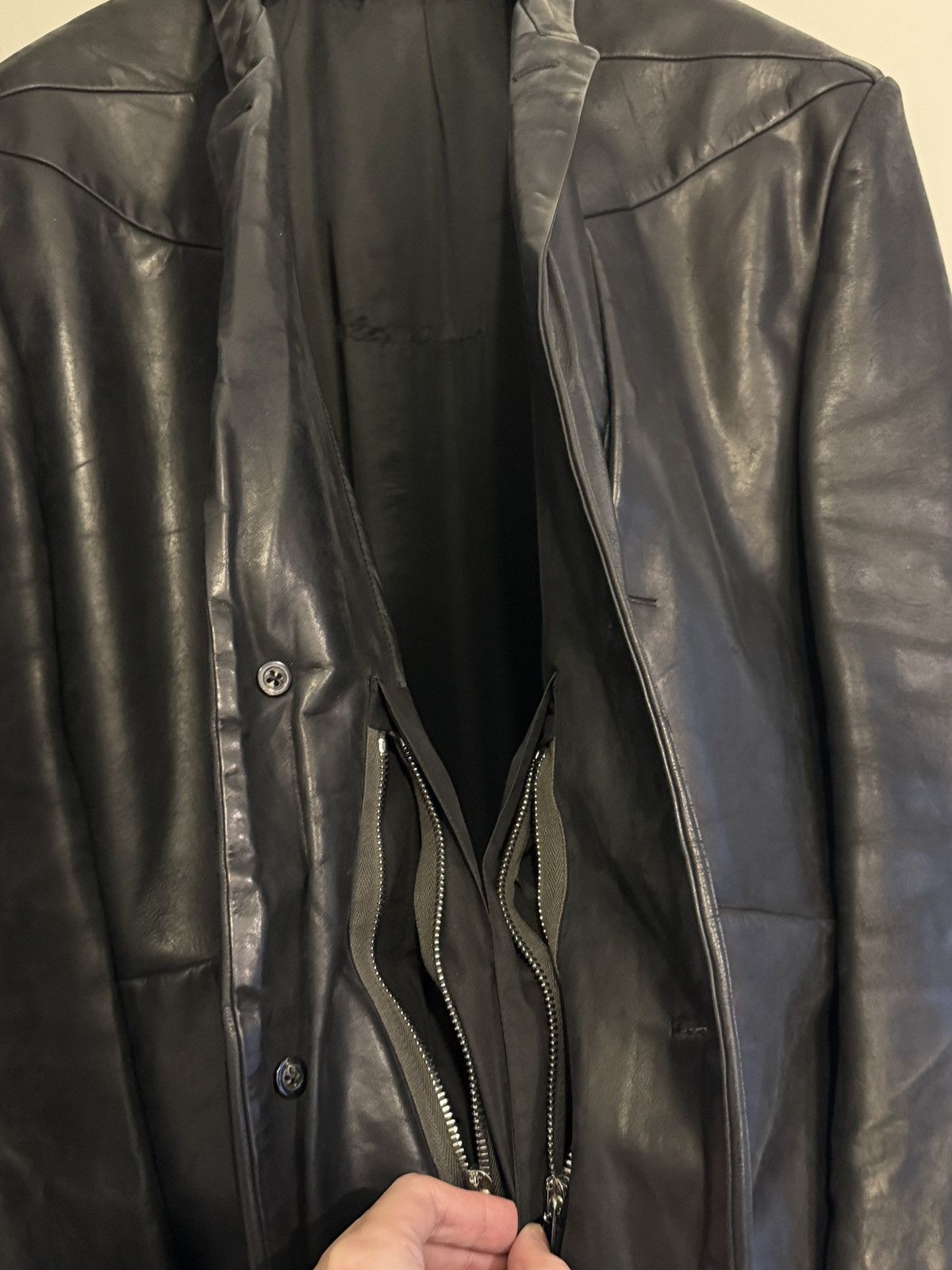 Rick Owens Rick Owens Black Jumbo Tatlin Leather Jacket Size US M / EU 48-50 / 2 - 15 Thumbnail