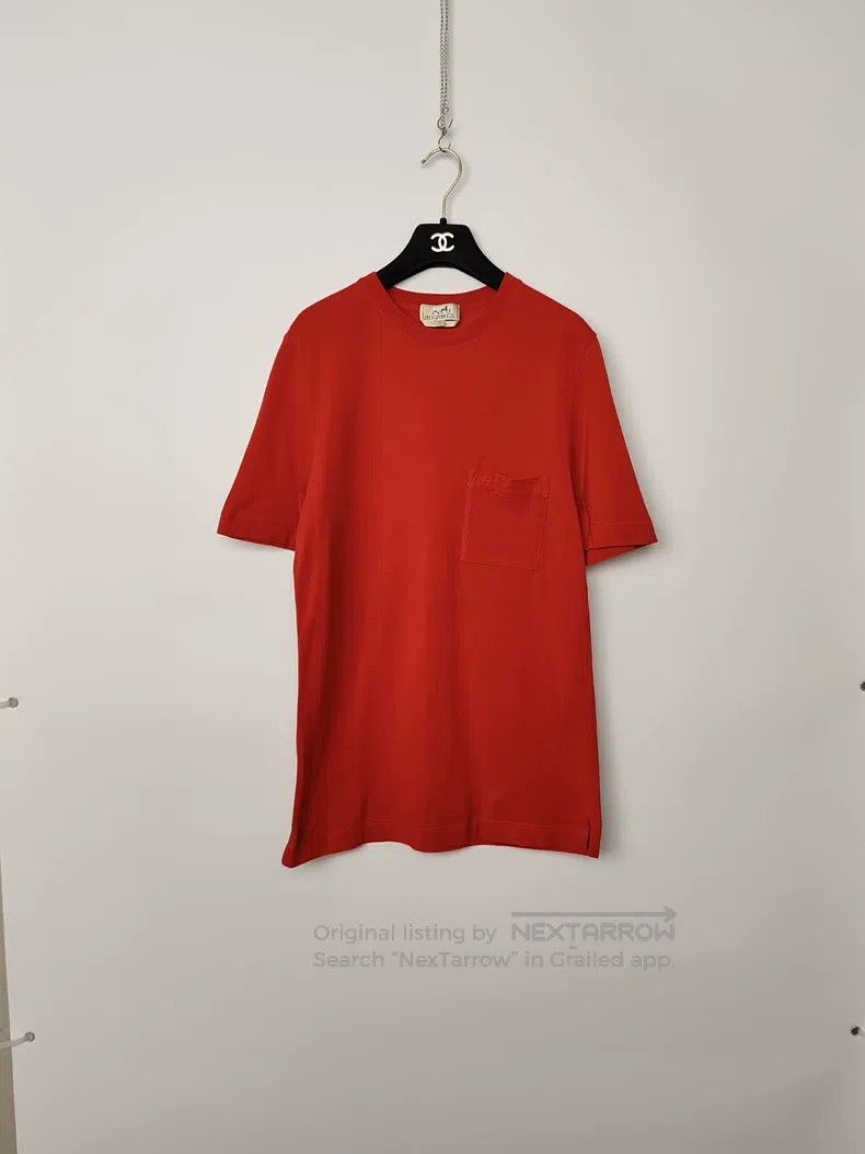 Hermes Hermes Men's H Pocket Embroidered Short Sleeve Size US S / EU 44-46 / 1 - 1 Thumbnail