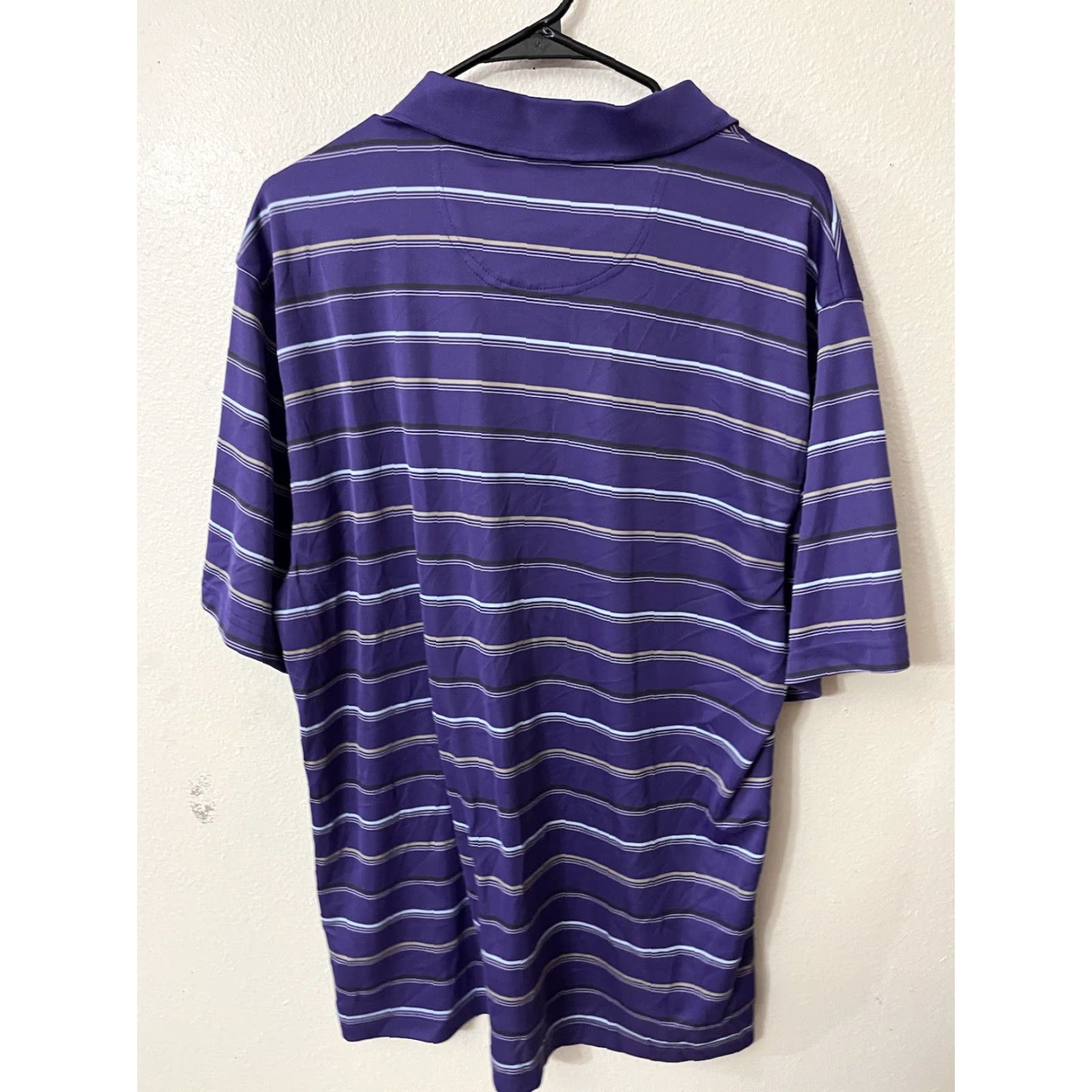 Vintage Greg Norman for Tasso Elba Golf Polo Shirt Men’s Large Purple Striped Size US L / EU 52-54 / 3 - 2 Thumbnail
