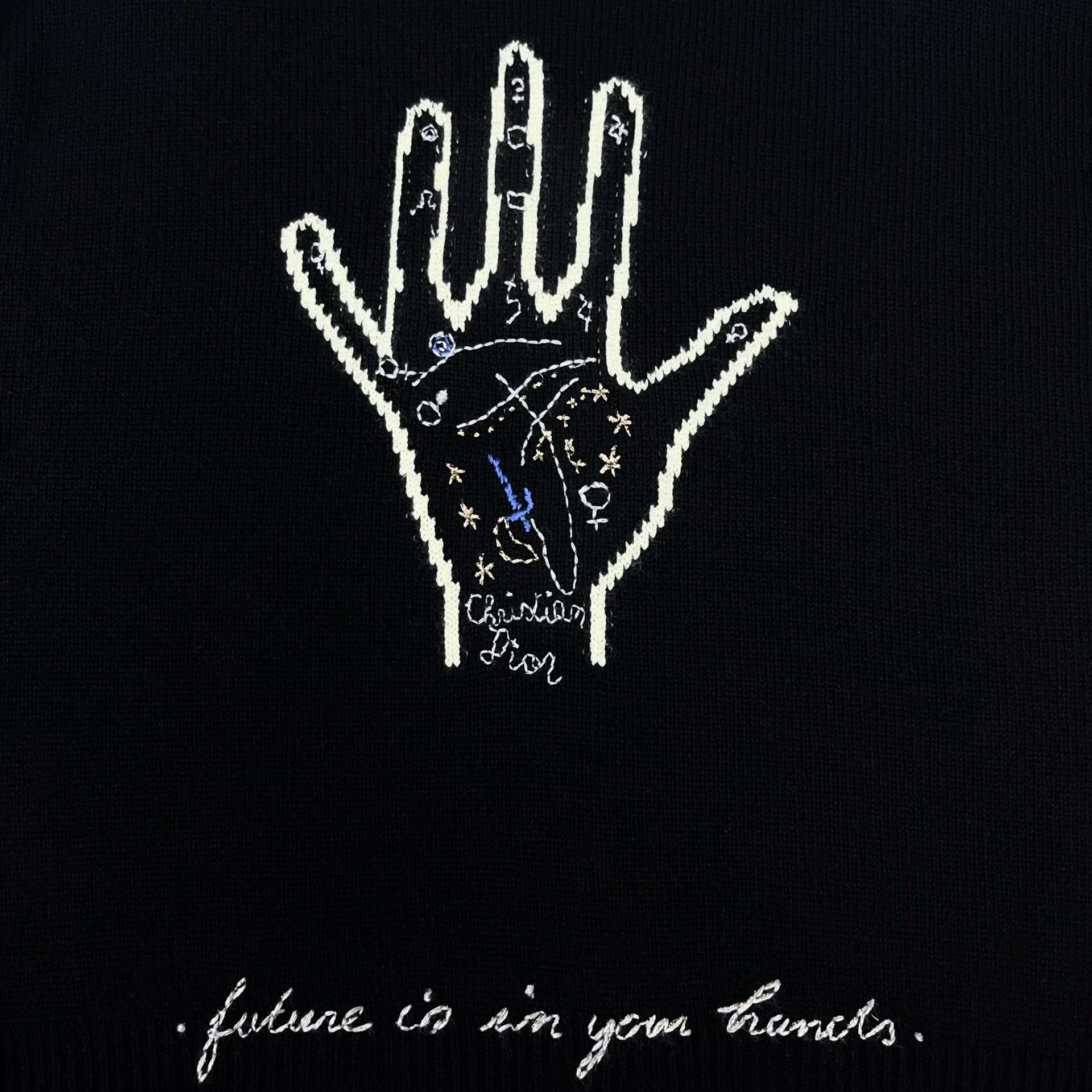 Dior Dior Black Constellation Palm Cashmere Sweater Size US M / EU 48-50 / 2 - 5 Thumbnail