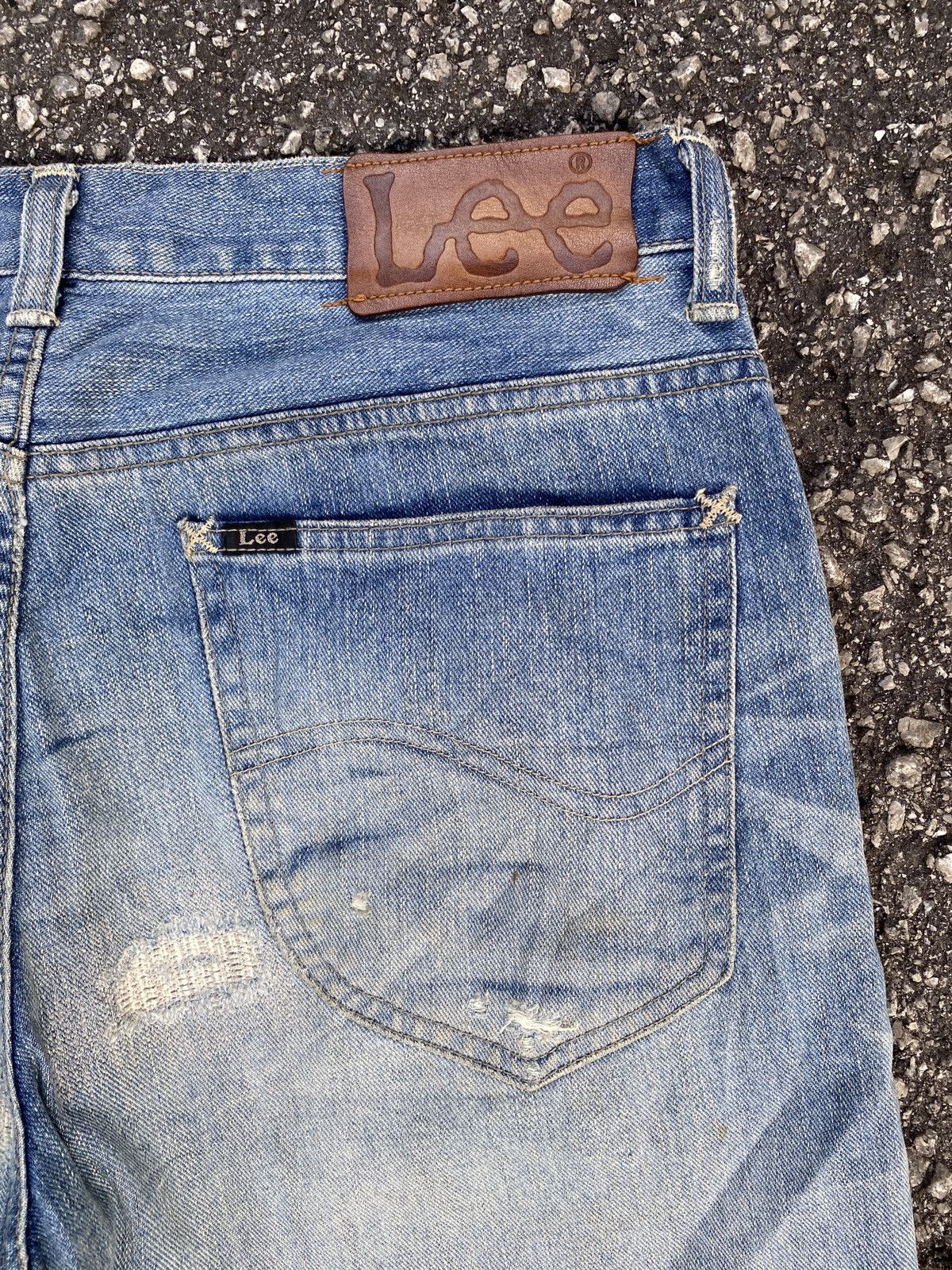 Japanese Brand × Lee Vintage Lee Blue Washed Distressed Patchwork Flare Denim Size US 32 / EU 48 - 18 Thumbnail