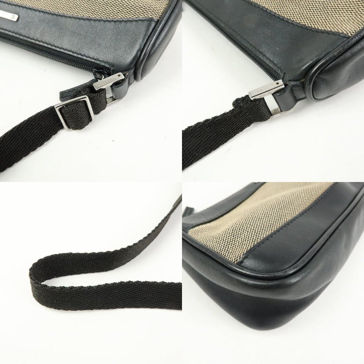 Gucci Gucci Logo Canvas & Leather Shoulder Bag Black Size ONE SIZE - 4 Thumbnail