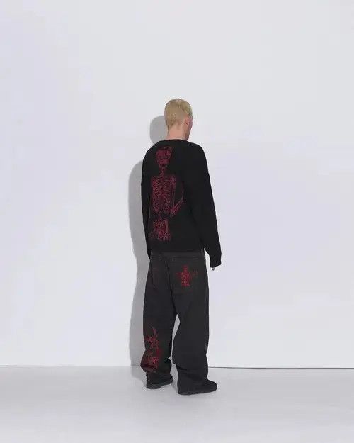 Japanese Brand × Vintage American Retro Y2K pants skeleton straight Trousers Wide Leg Size US 34 / EU 50 - 3 Thumbnail