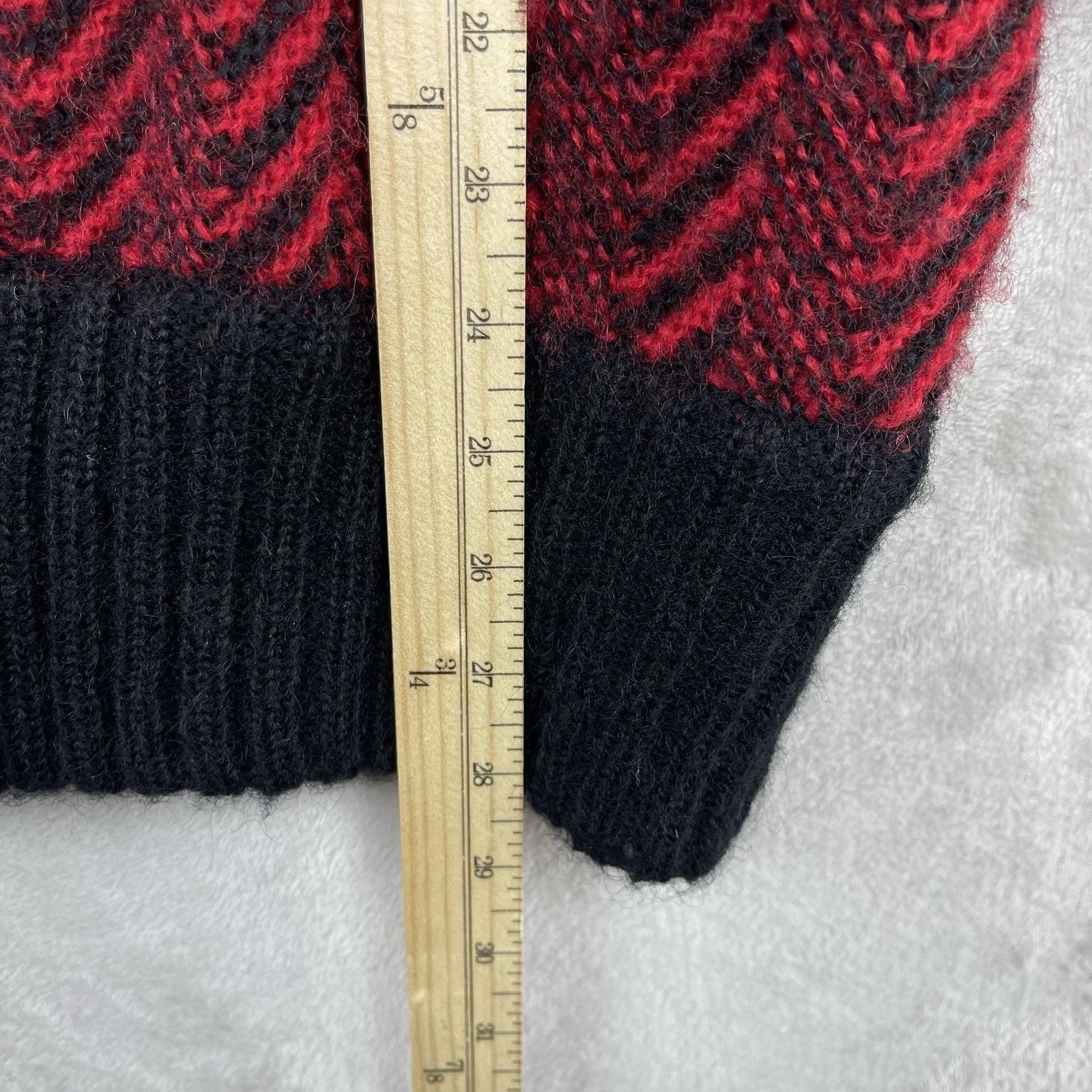 Other Vintage Saito Mohair Chevron Cardigan Red Black 80s Grail Size S / US 4 / IT 40 - 15 Thumbnail