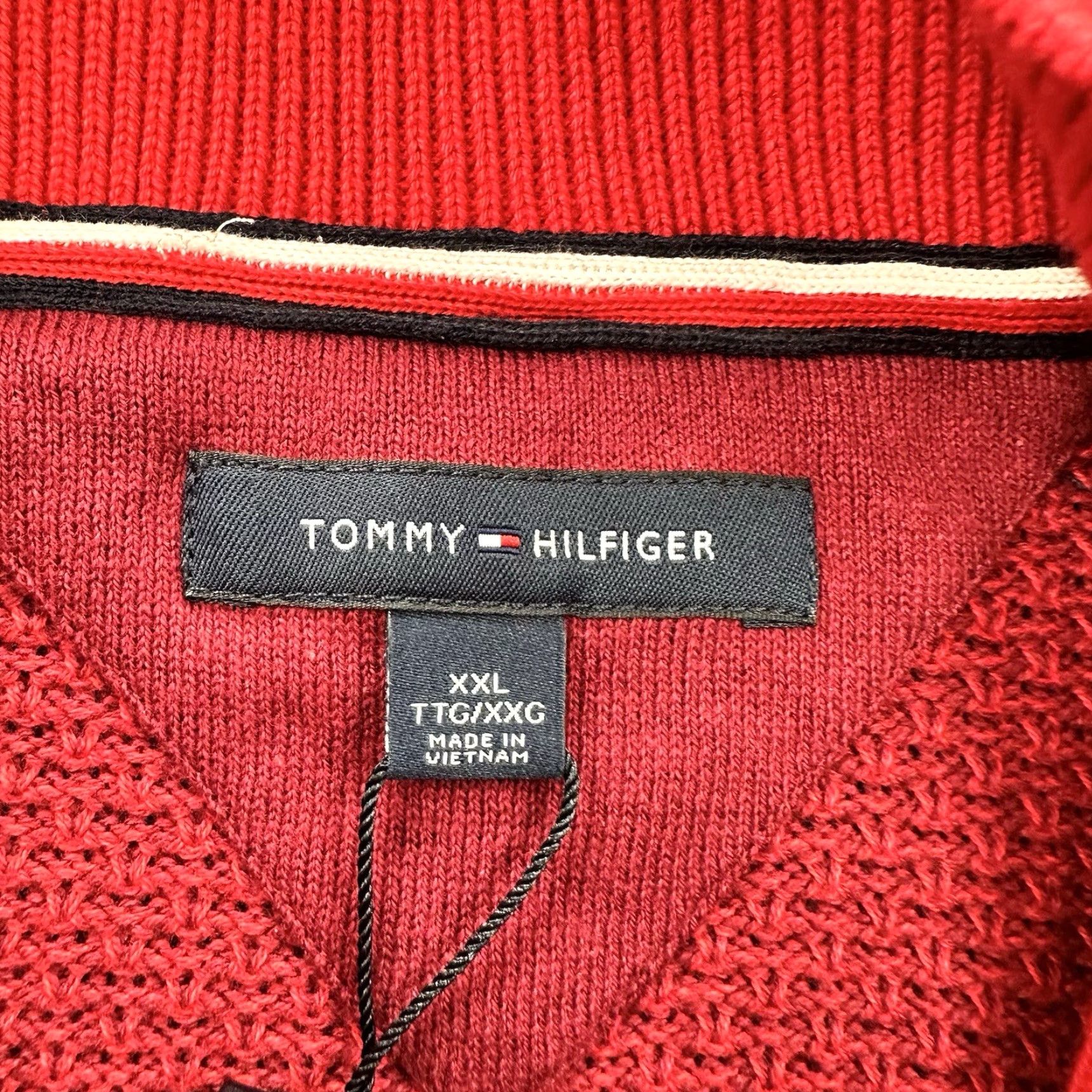 Tommy Hilfiger Tommy Hilfiger Sweater Mens 2XL Red Cotton Long Sleeve 1/4 Zip Mock Neck Preppy Pullover Knit Size US XXL / EU 58 / 5 - 3 Thumbnail