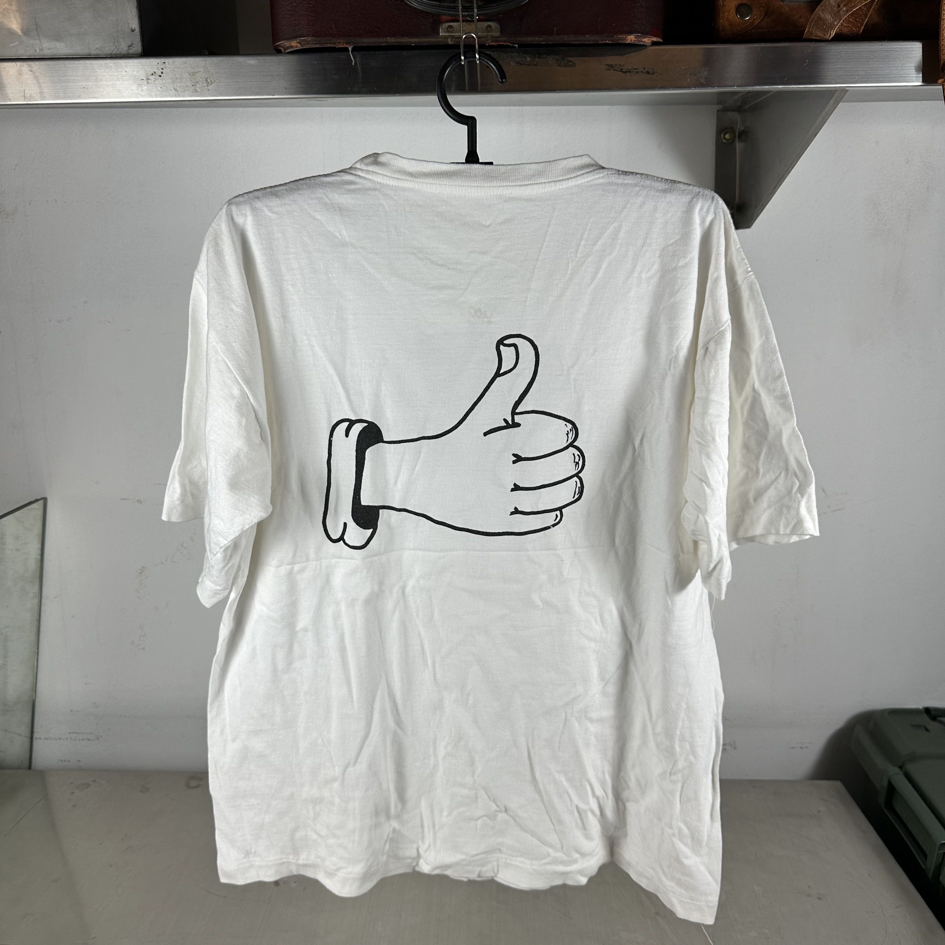 Vintage Vintage 90s Joke Thumb Up Graphic Single Stitch T-Shirt Size US XL / EU 56 / 4 - 3 Thumbnail